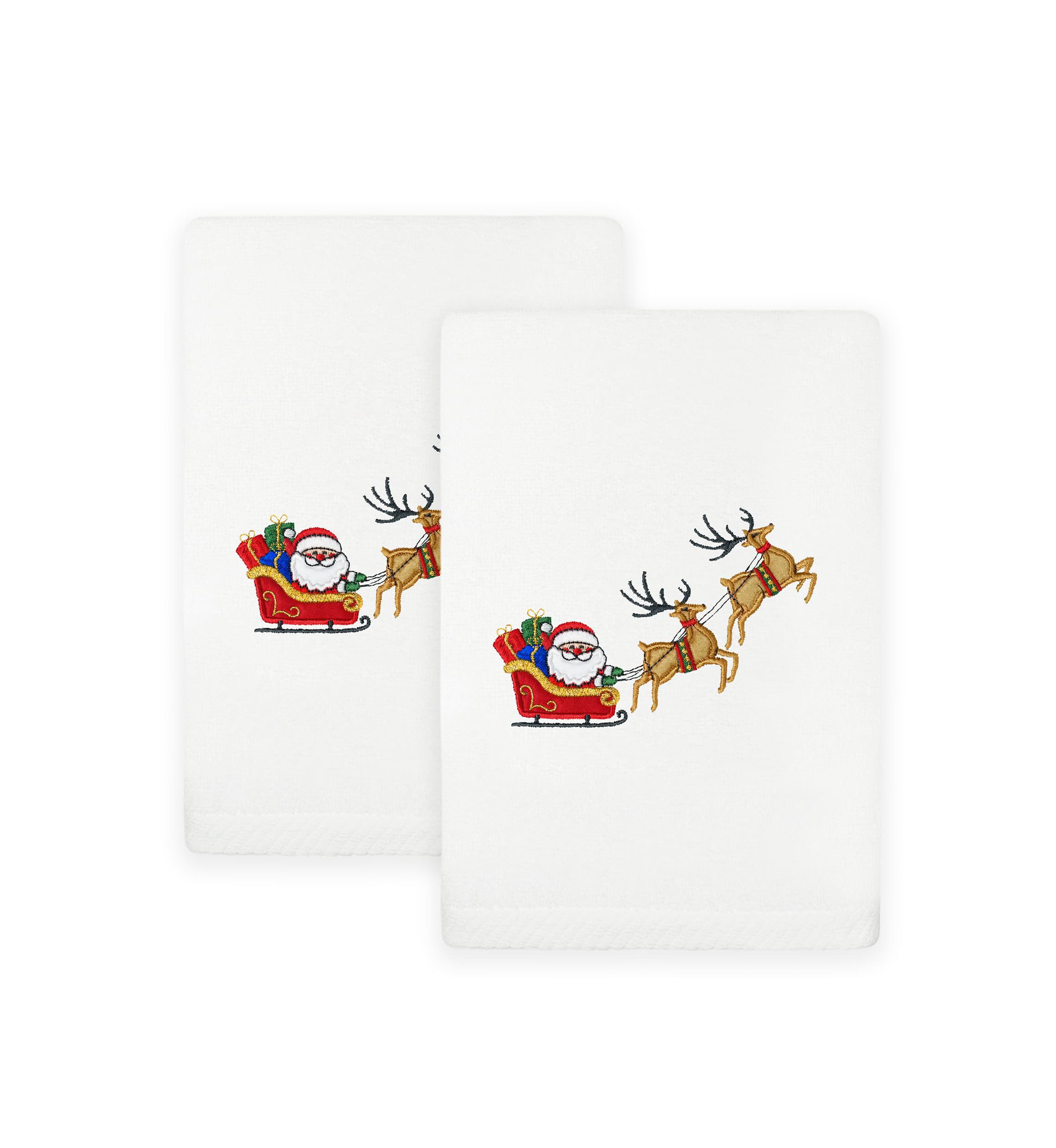 Christmas SANTAS SLED Hand Towels Set of 2