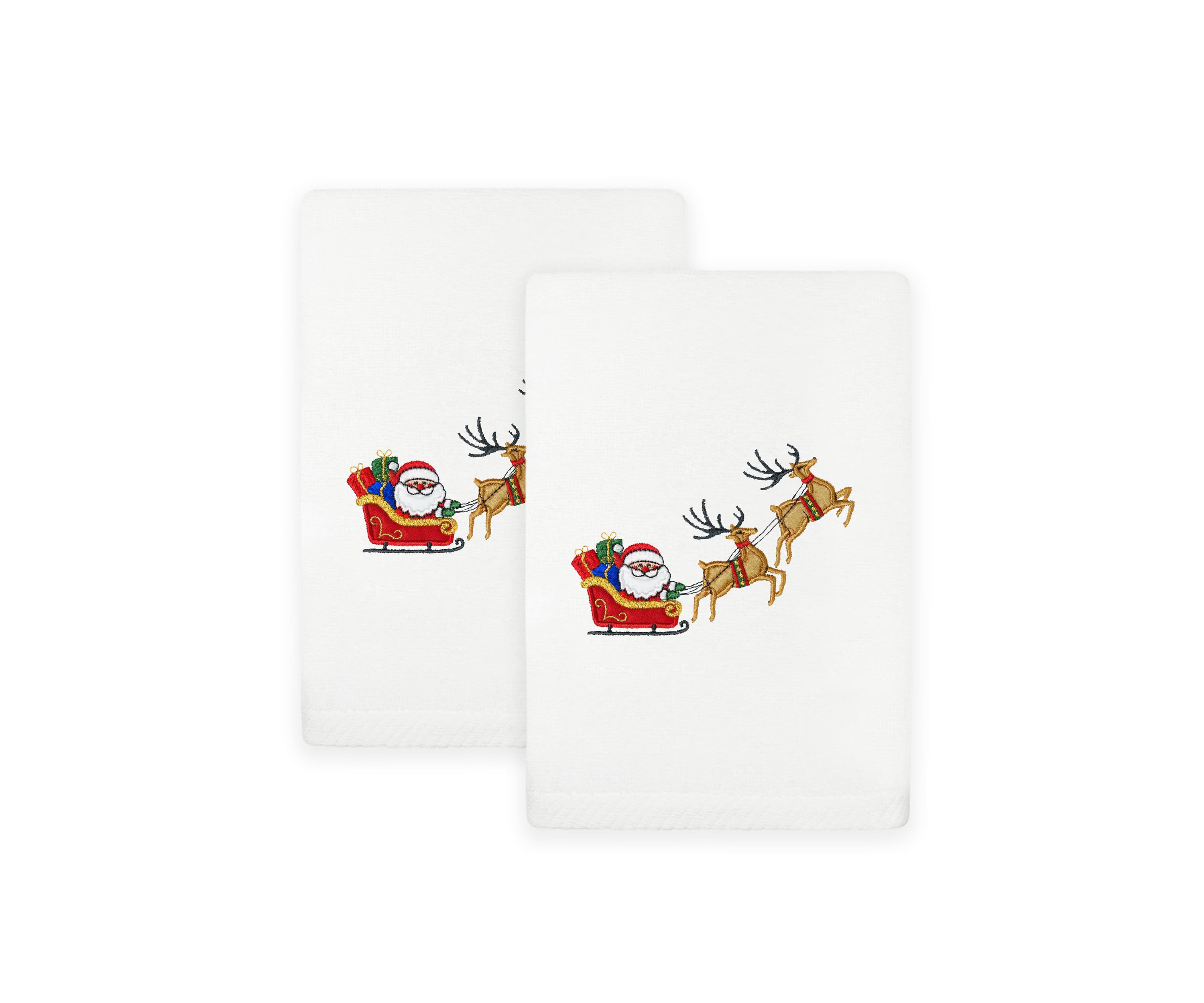 Christmas SANTAS SLED Hand Towels Set of 2