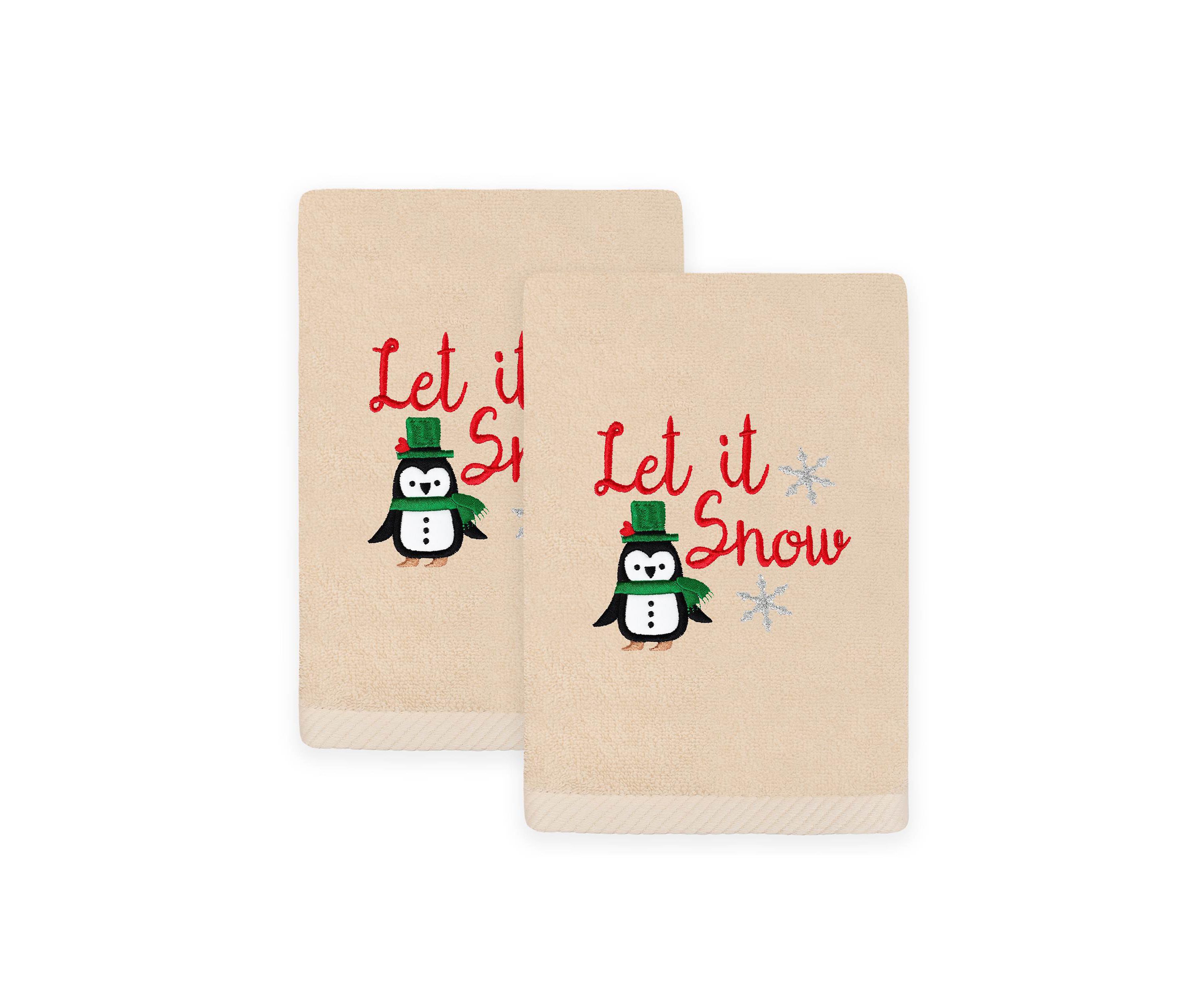 Christmas LET IT SNOW Hand Towels Set of 2
