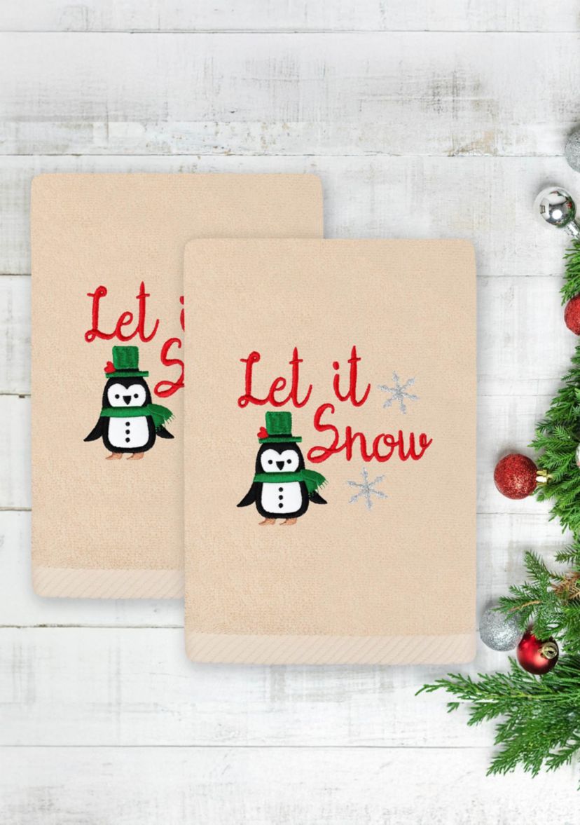 Christmas LET IT SNOW Hand Towels Set of 2