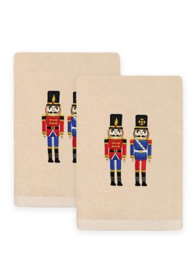 Linum Home Textiles Christmas NUTCRACKERS Hand Towels Set of 2, Sand