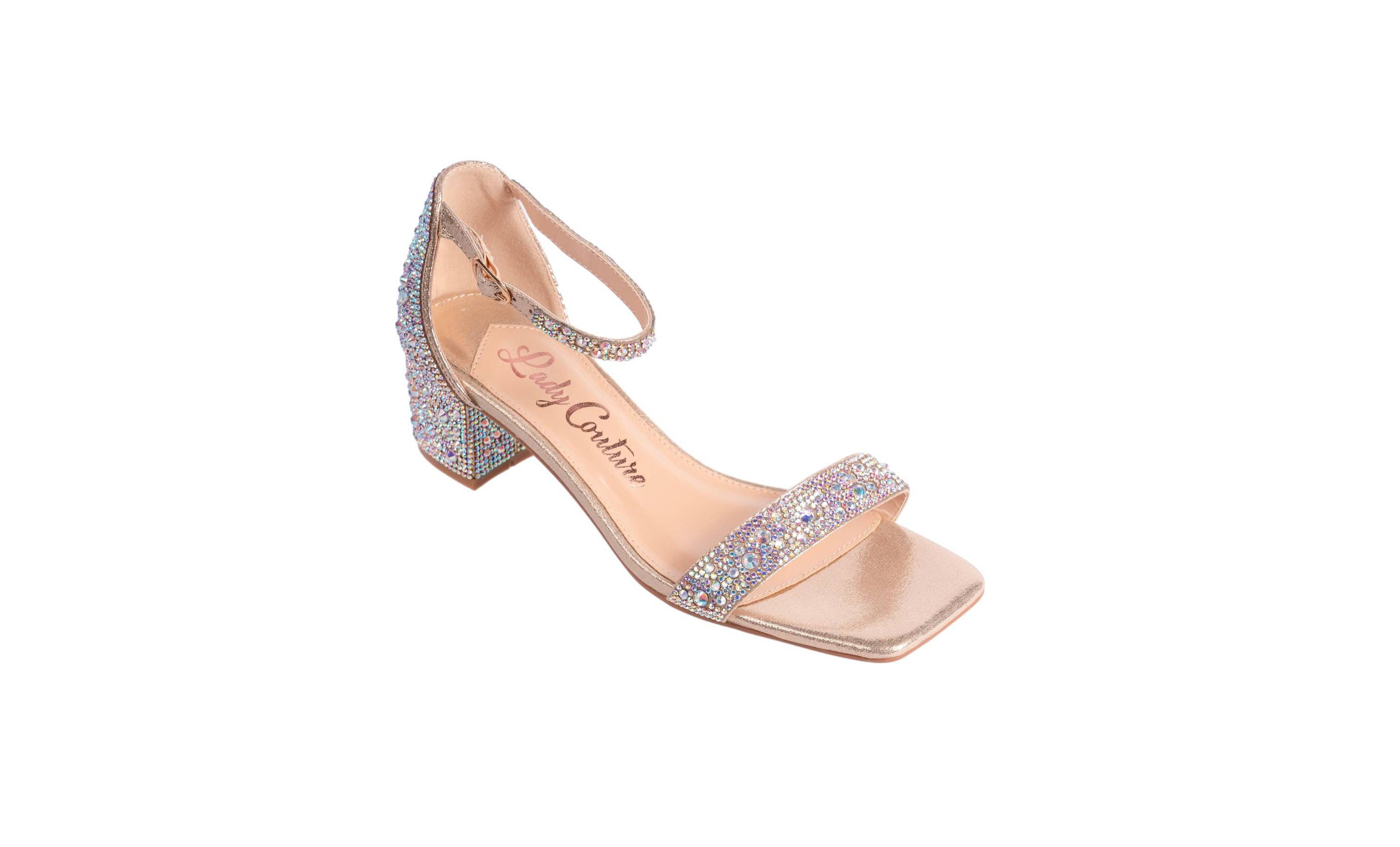 Dazzle, Block Low-Heel Rhinestone Sandal
