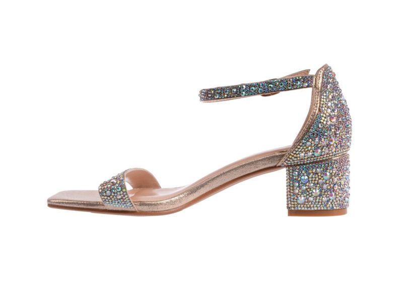 Dazzle, Block Low-Heel Rhinestone Sandal