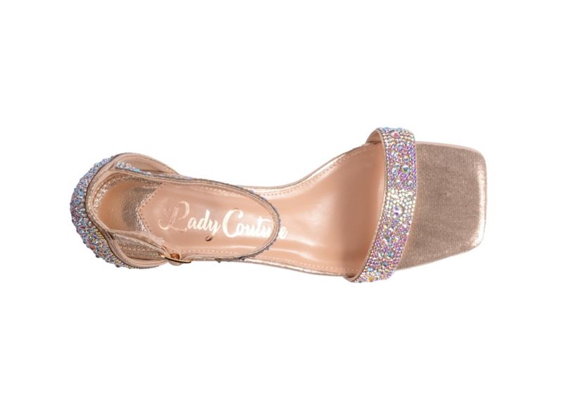 Dazzle, Block Low-Heel Rhinestone Sandal