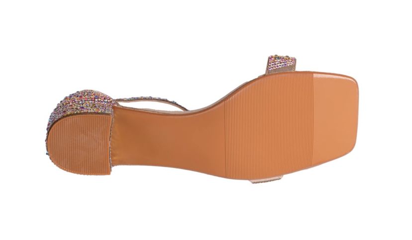 Dazzle, Block Low-Heel Rhinestone Sandal