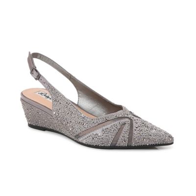 Lady Couture Women's Daniela Mesh Rhinestone Slingback Wedge Heel, 13M