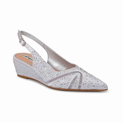 Lady Couture Women's Daniela Mesh Rhinestone Slingback Wedge Heel, Silver, 13M