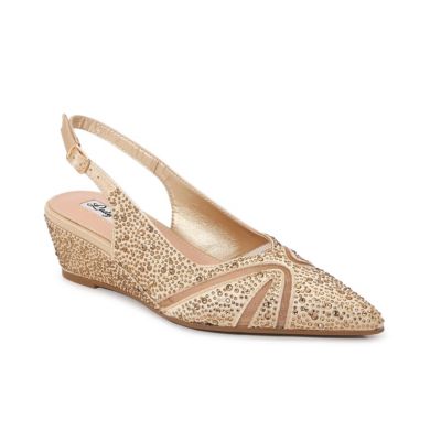 Lady Couture Women's Daniela Mesh Rhinestone Slingback Wedge Heel, Gold, 13M