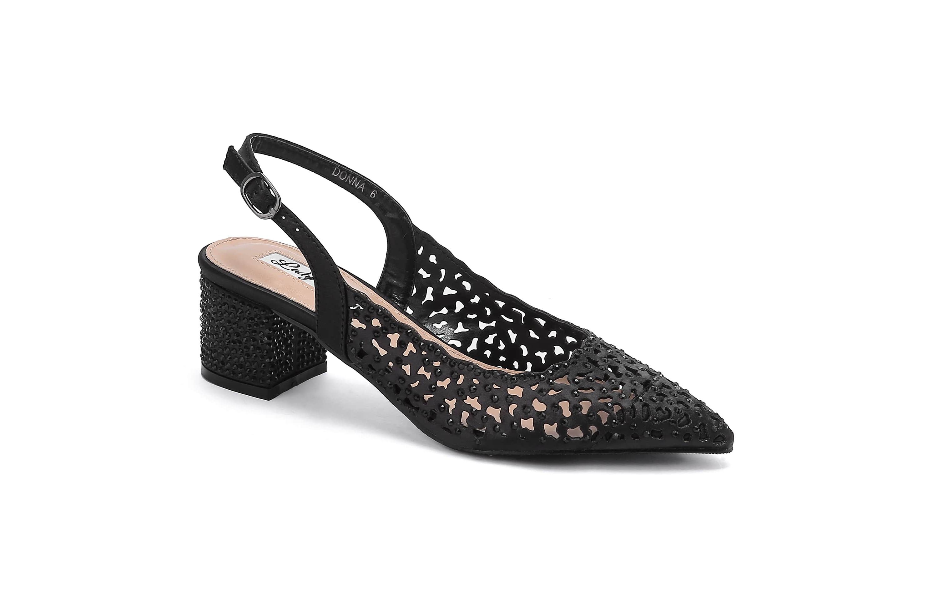 Donna, Rhinestone Block Heel Slingback