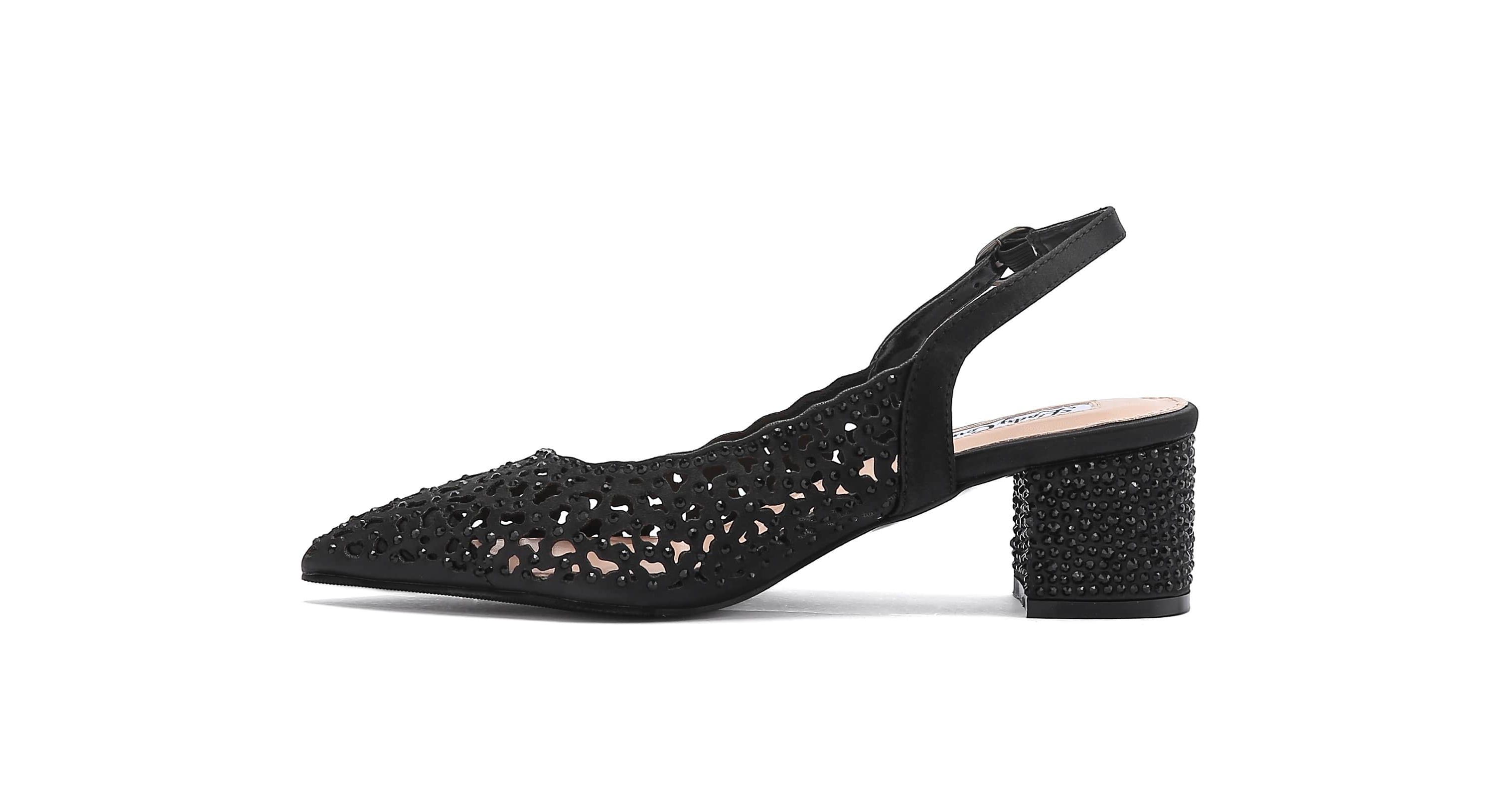 Donna, Rhinestone Block Heel Slingback