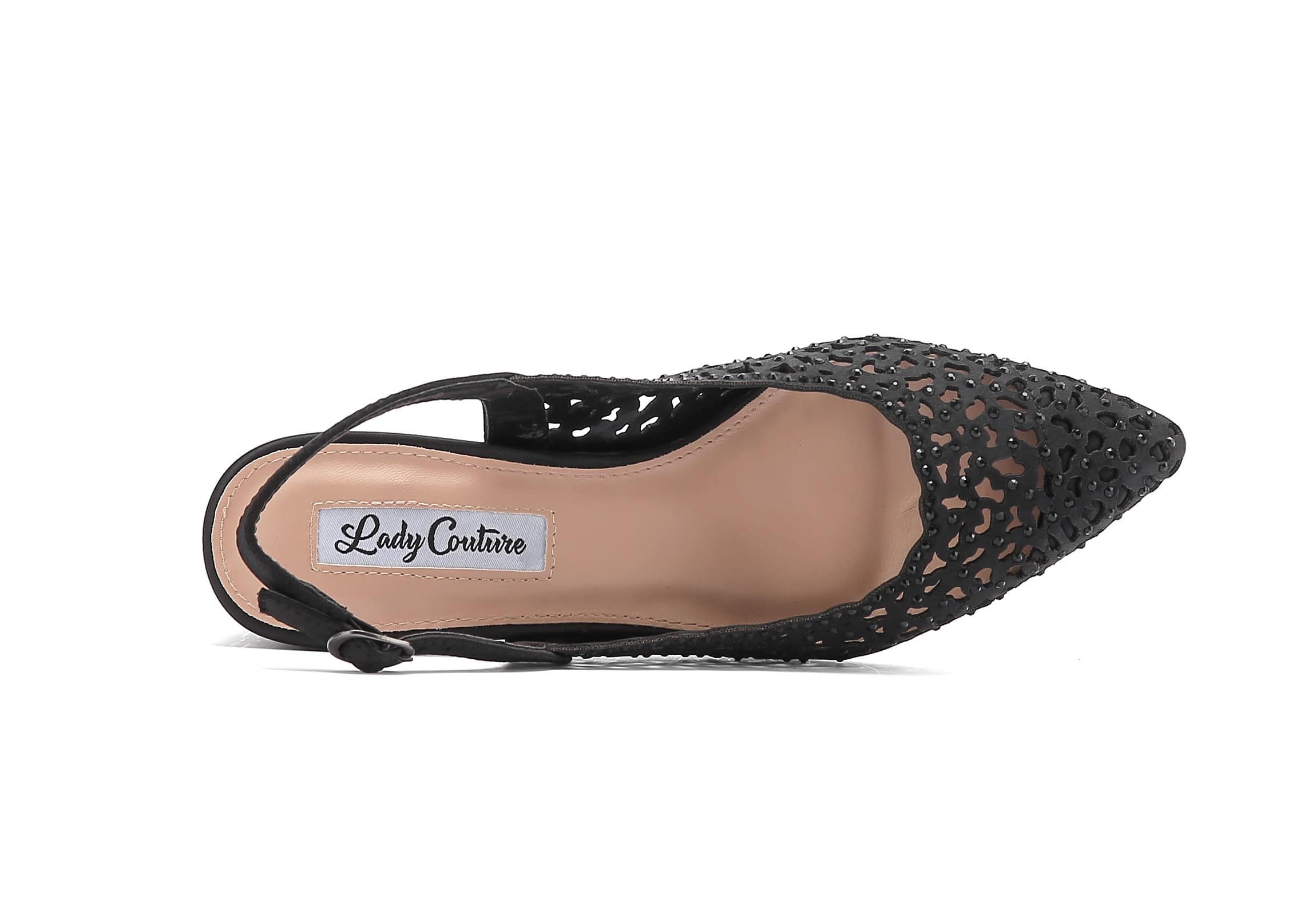 Donna, Rhinestone Block Heel Slingback
