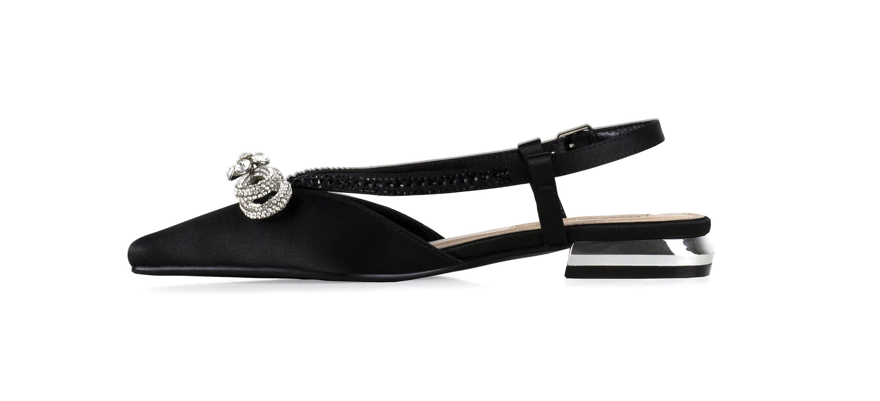 Kendal, Rhinestone Bow Flat Slingback