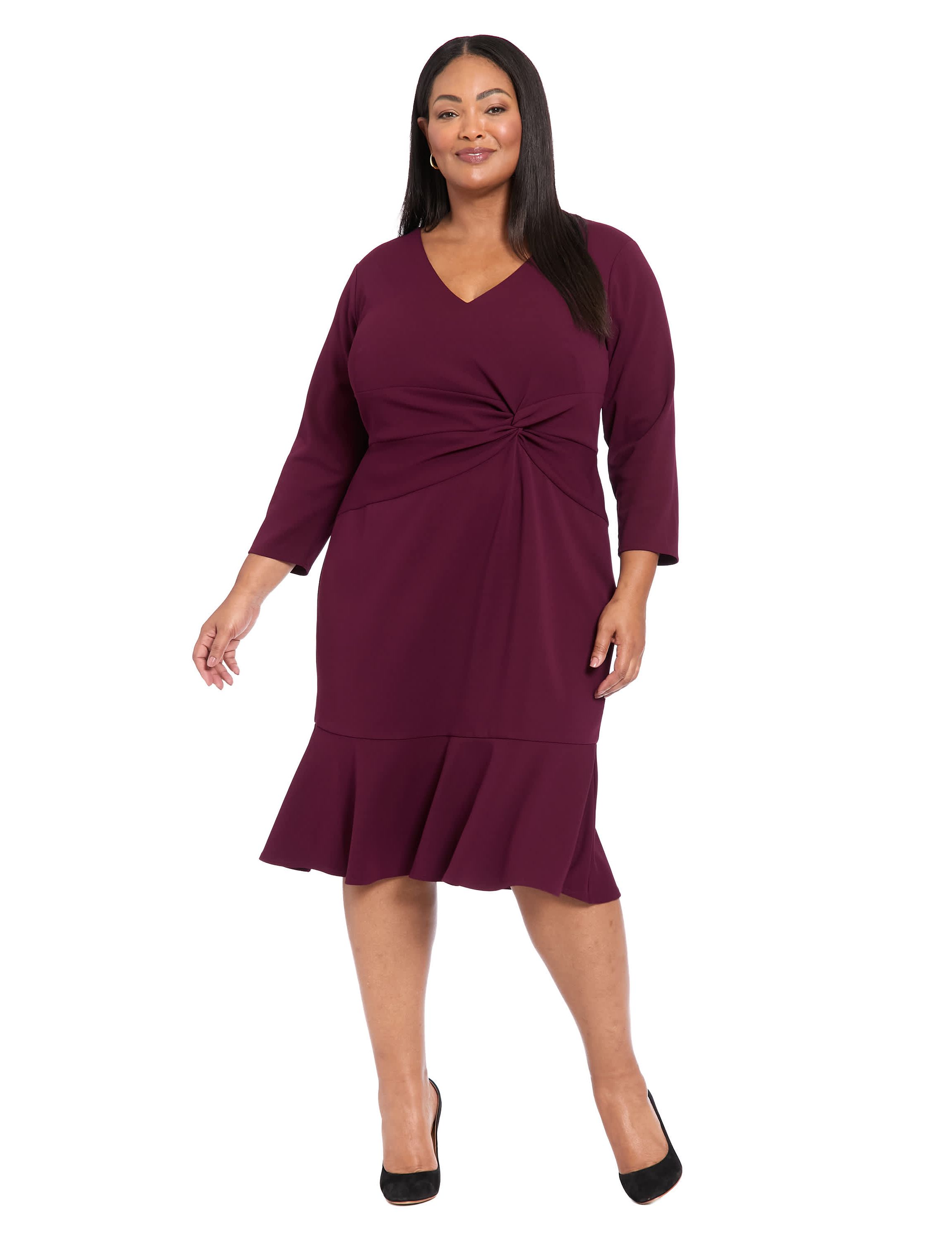 Vneck Twist With Flounce Dress