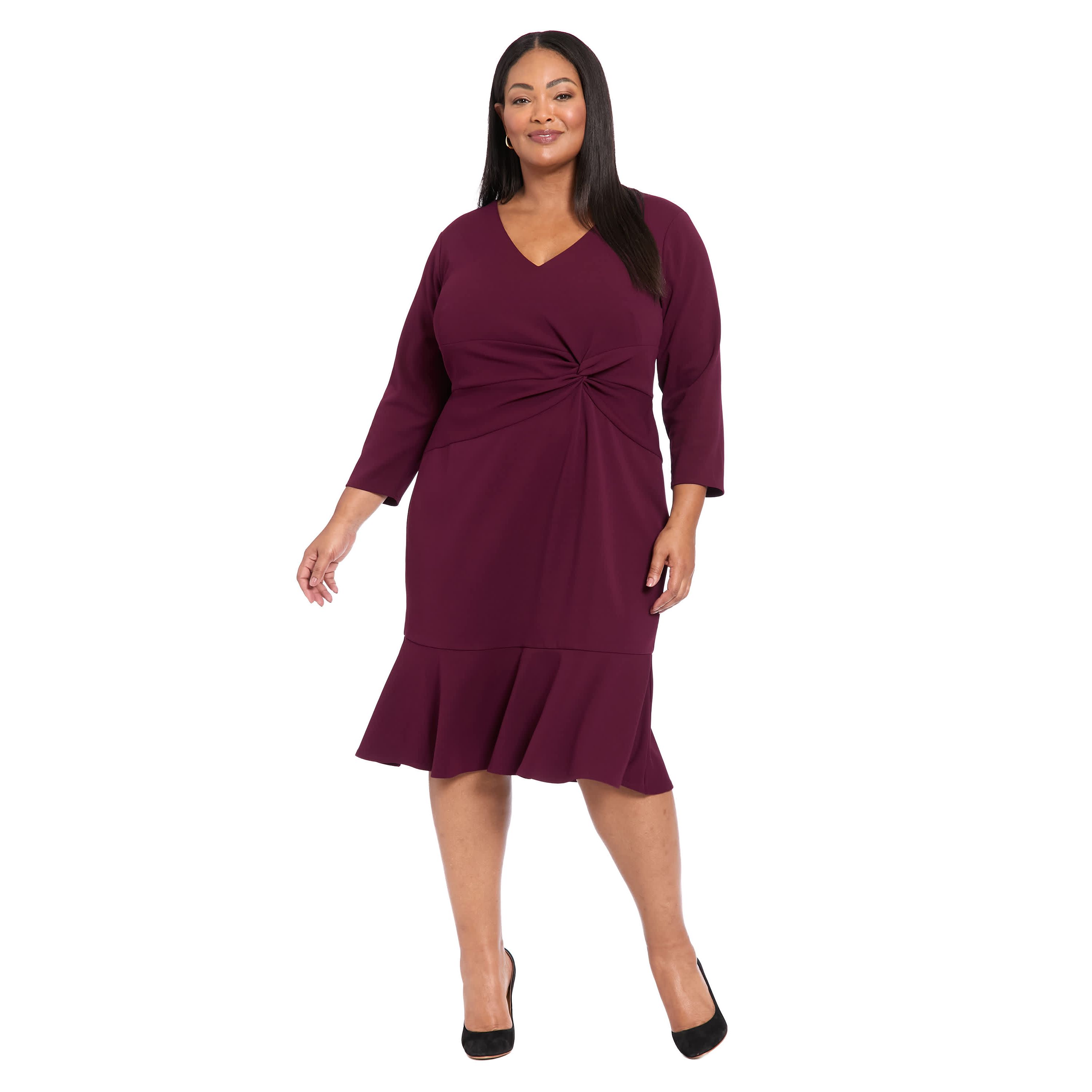 Vneck Twist With Flounce Dress