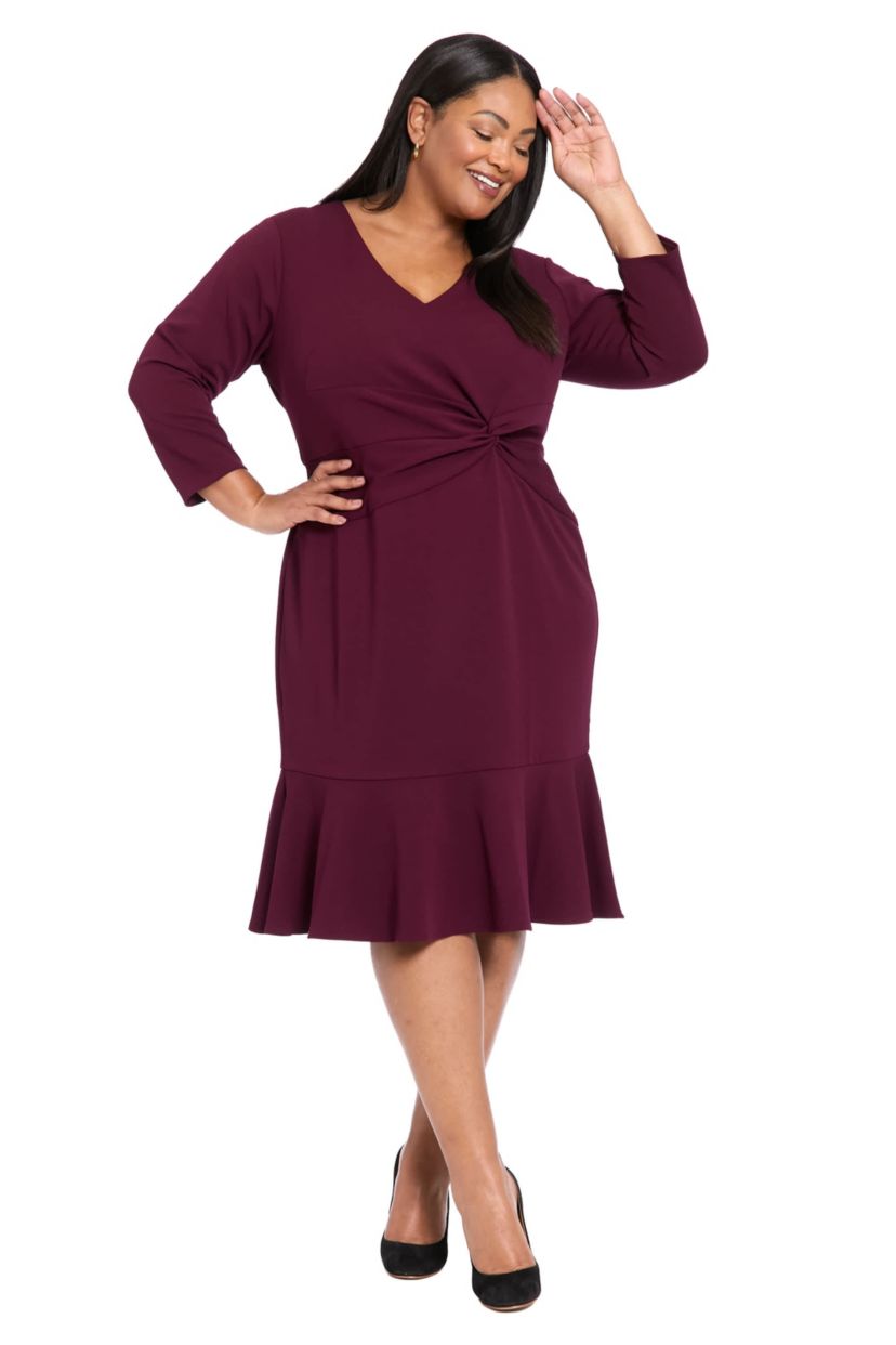 Vneck Twist With Flounce Dress
