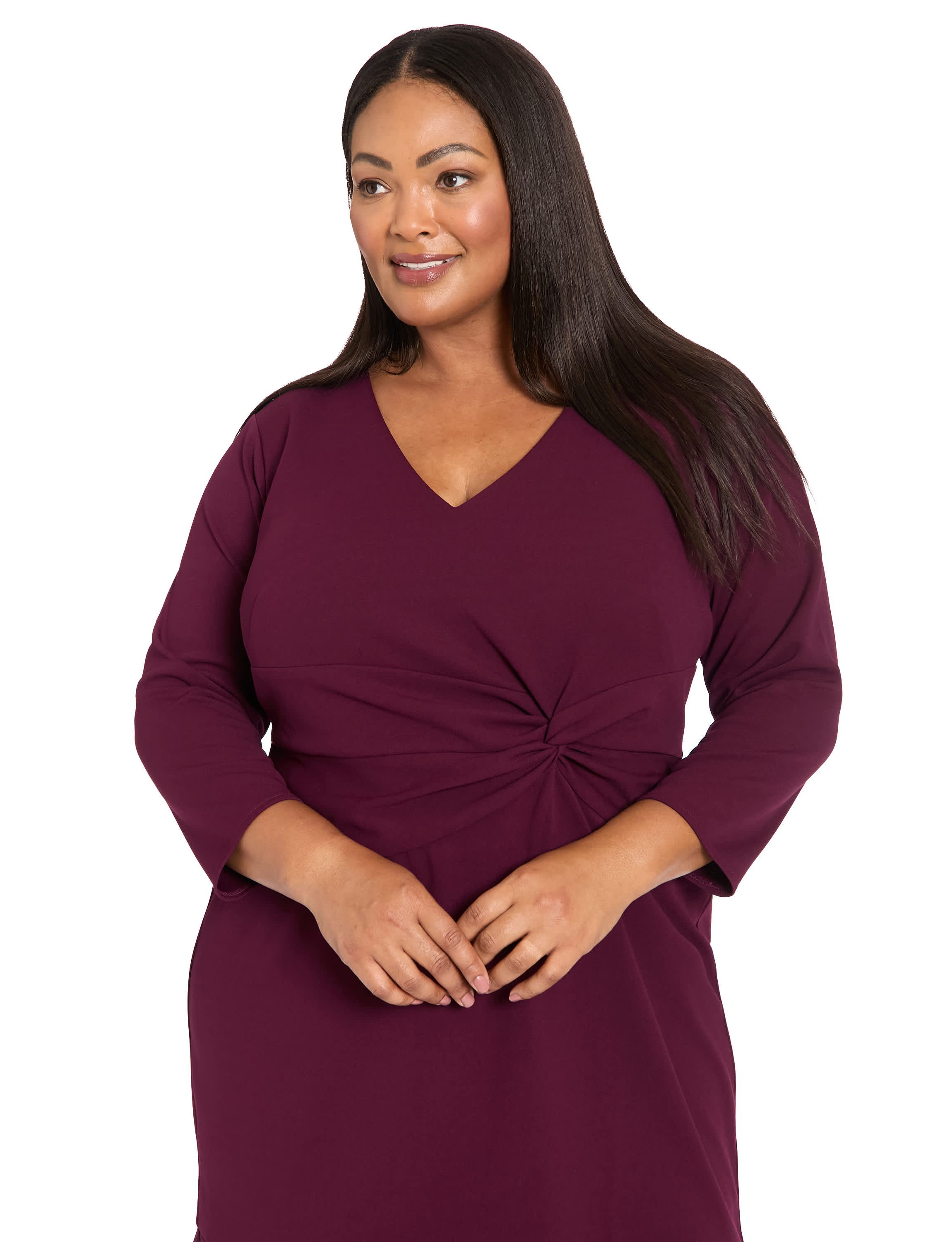 Vneck Twist With Flounce Dress