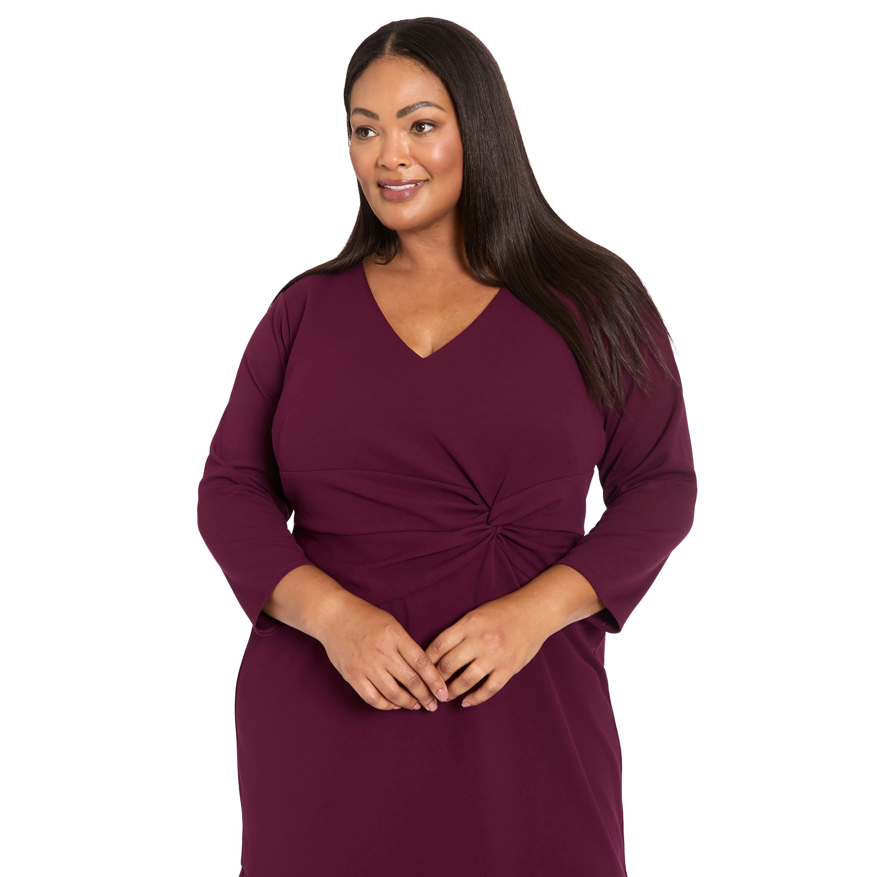 Vneck Twist With Flounce Dress