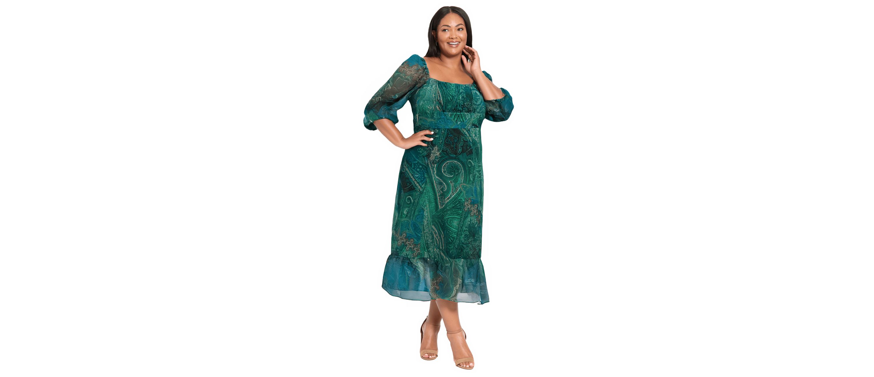 Ruffle Sleeve Smocked Midi Dress