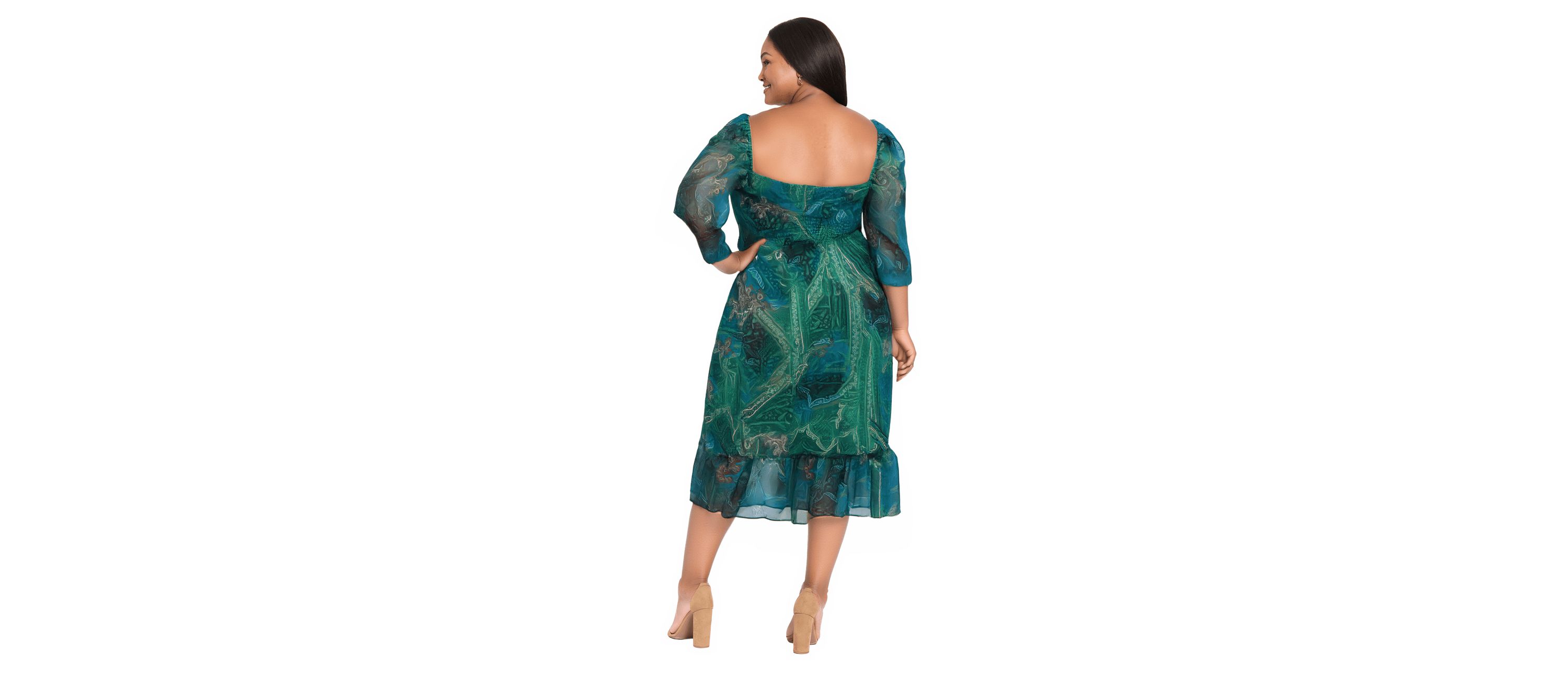 Ruffle Sleeve Smocked Midi Dress