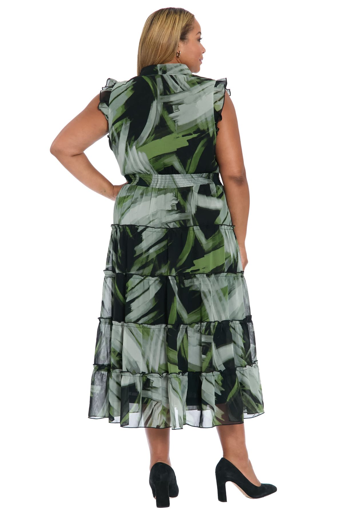 Ruffle Sleeve Smocked Midi Dress