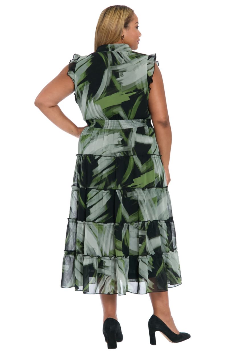 Ruffle Sleeve Smocked Midi Dress
