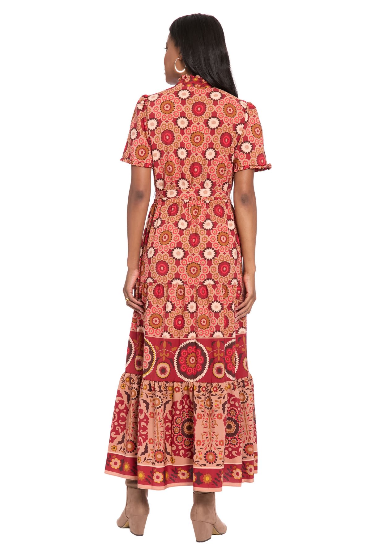 Ruffle Neck Tiered Dress