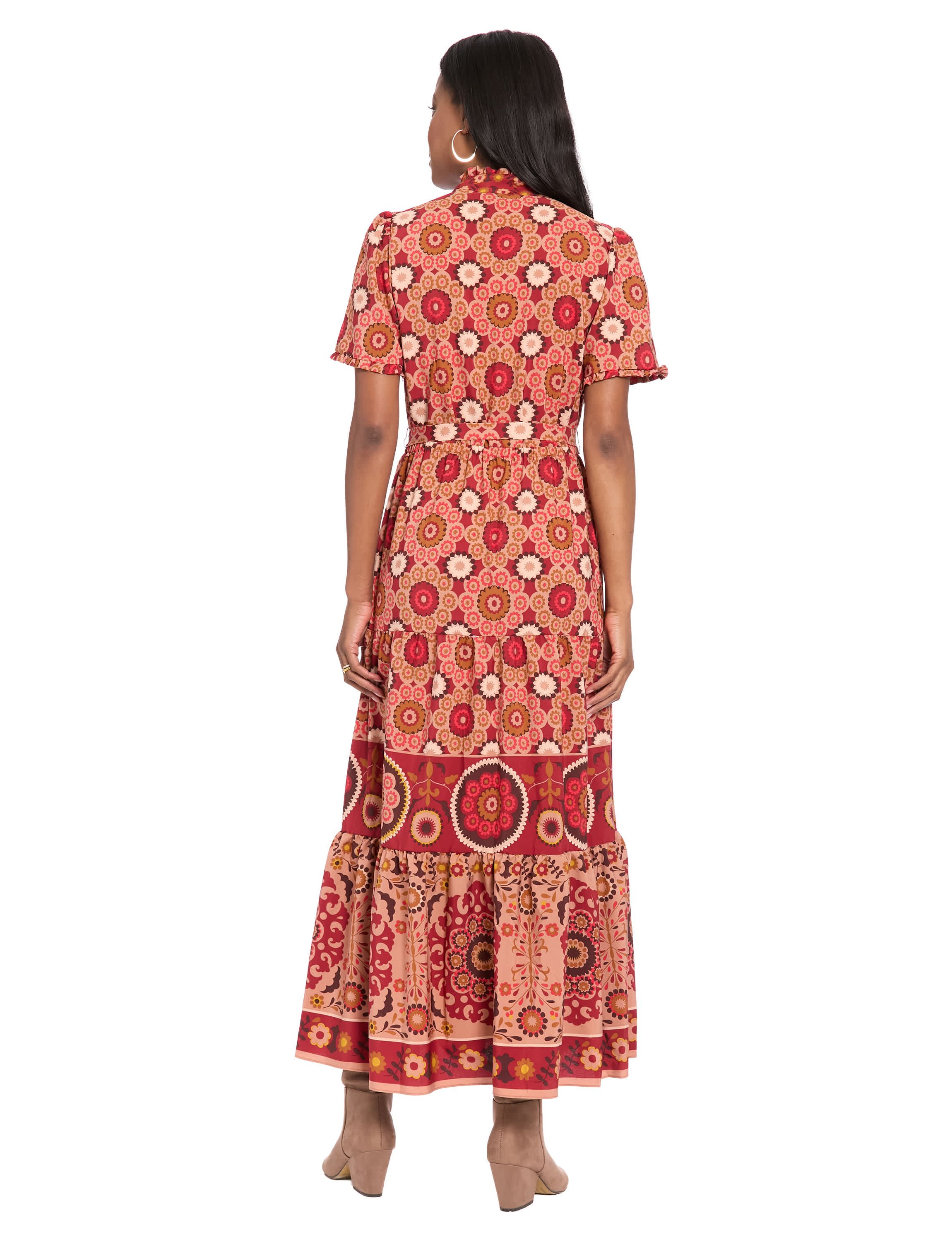 Ruffle Neck Tiered Dress