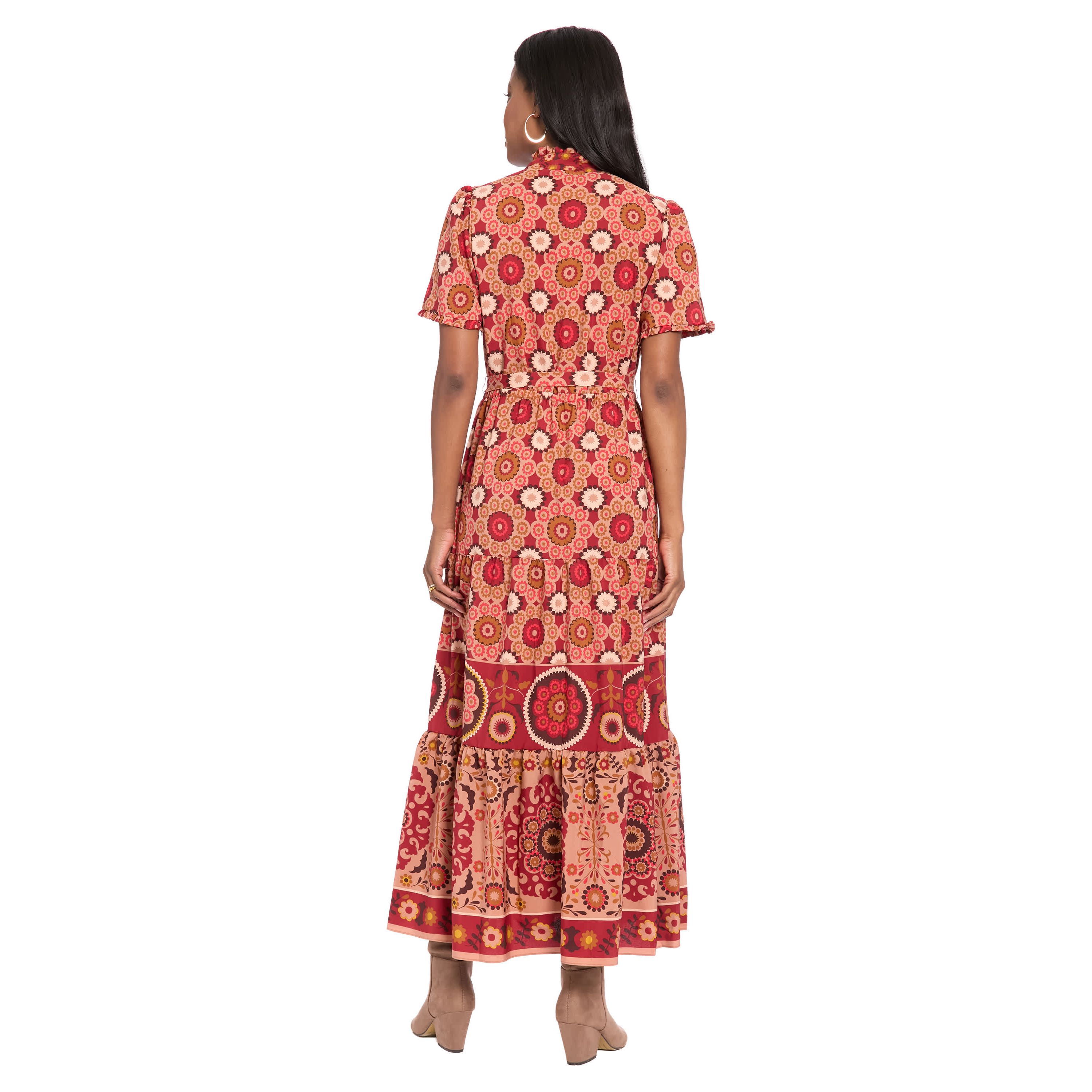 Ruffle Neck Tiered Dress