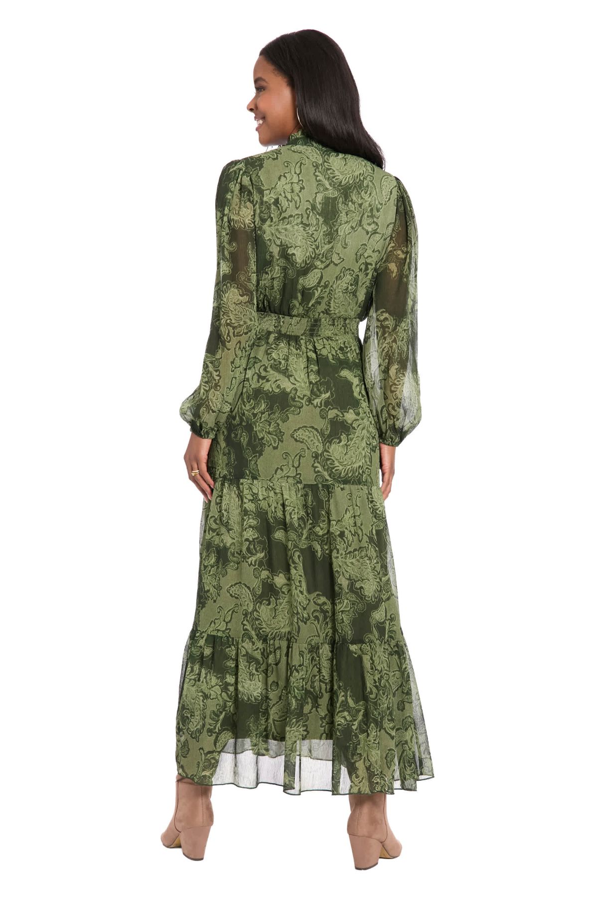 Ruffle Neck Smocked Maxi