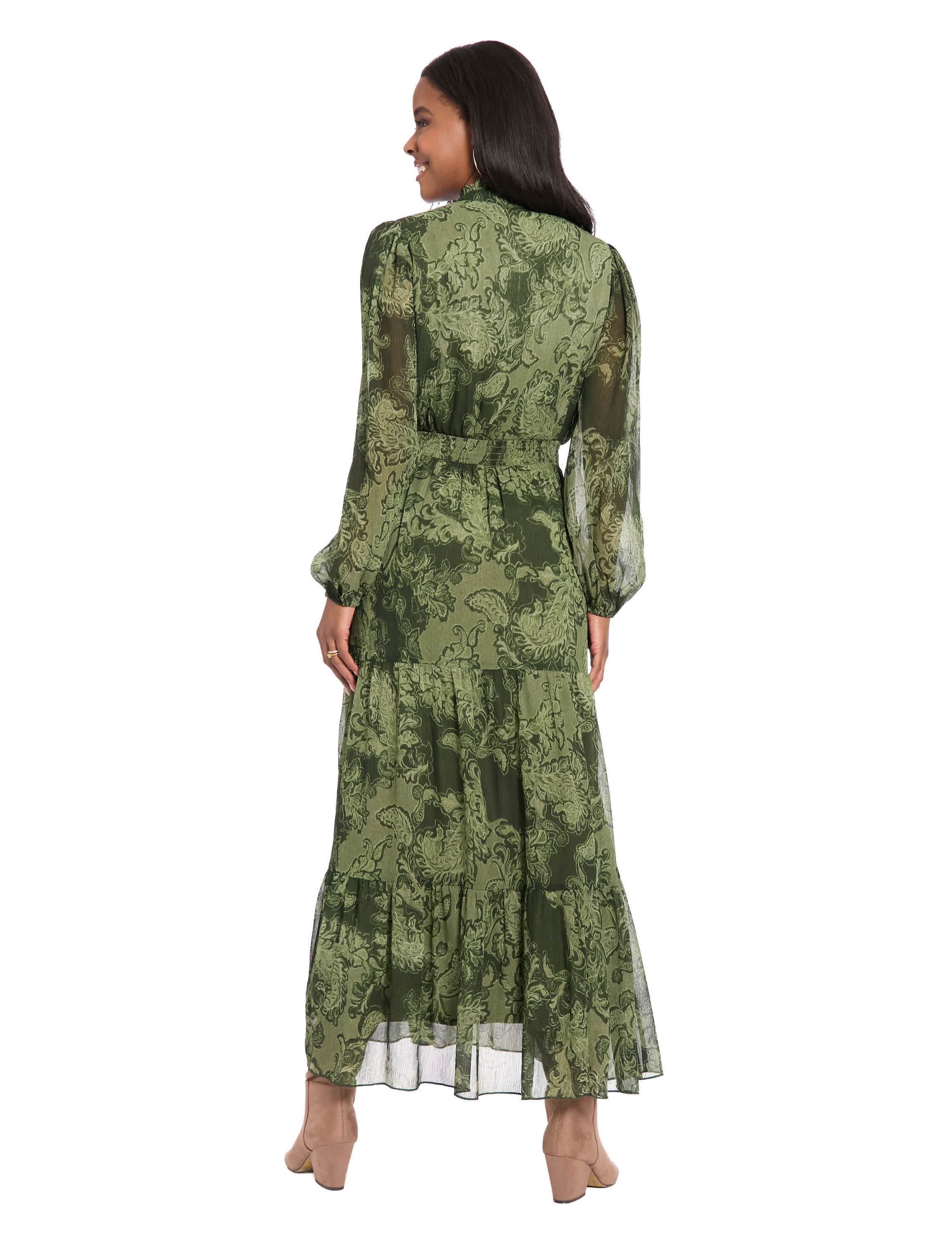Ruffle Neck Smocked Maxi
