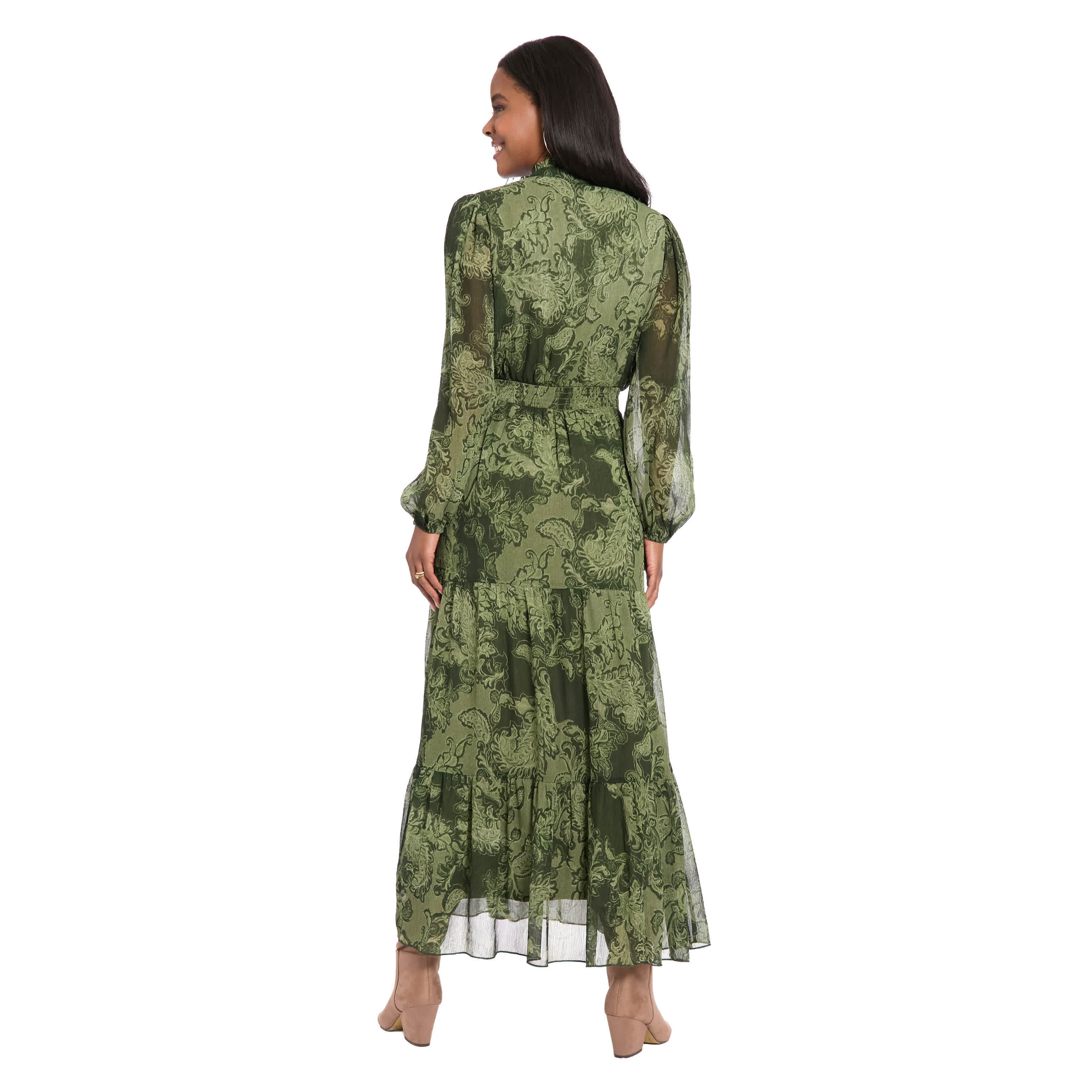 Ruffle Neck Smocked Maxi