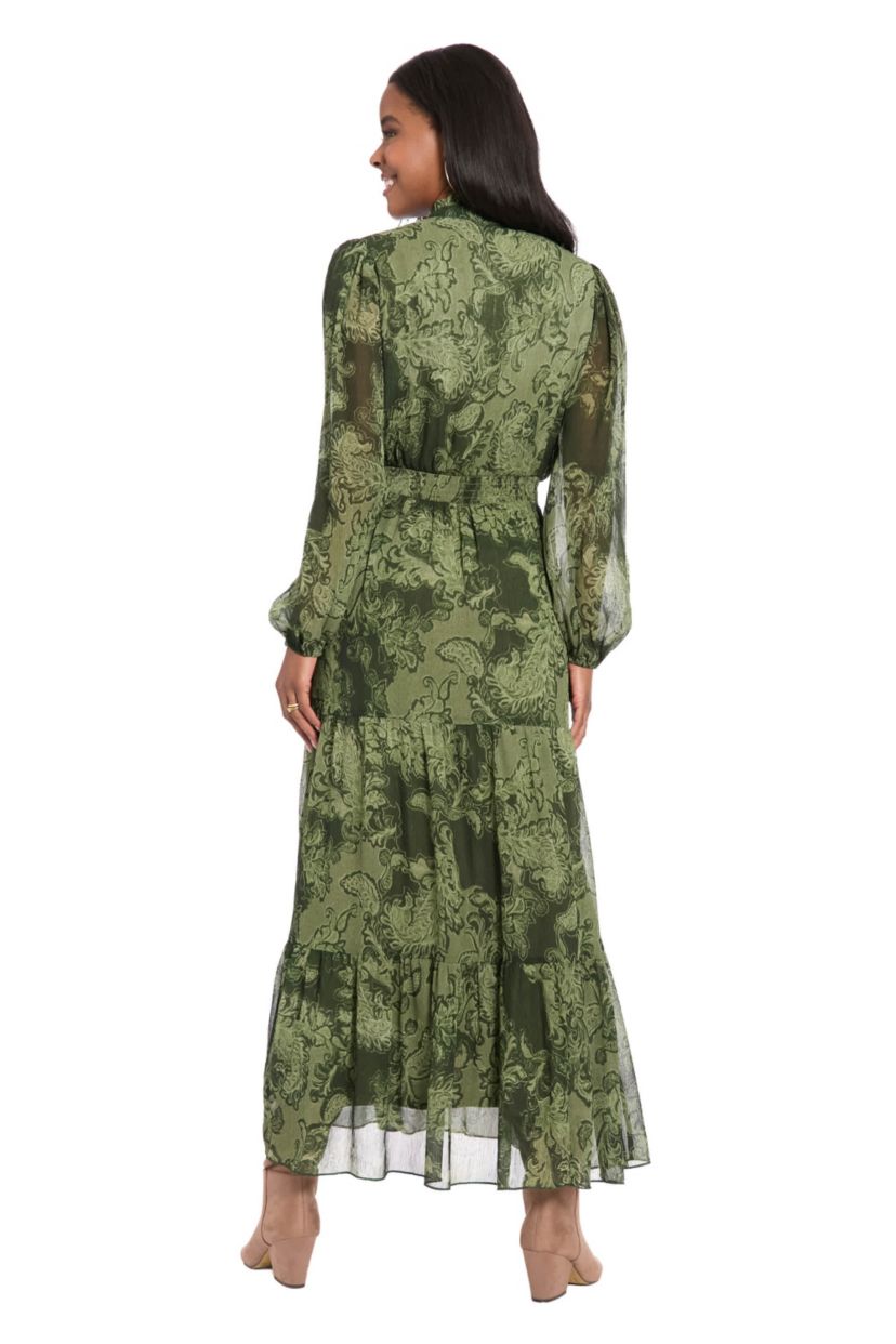 Ruffle Neck Smocked Maxi