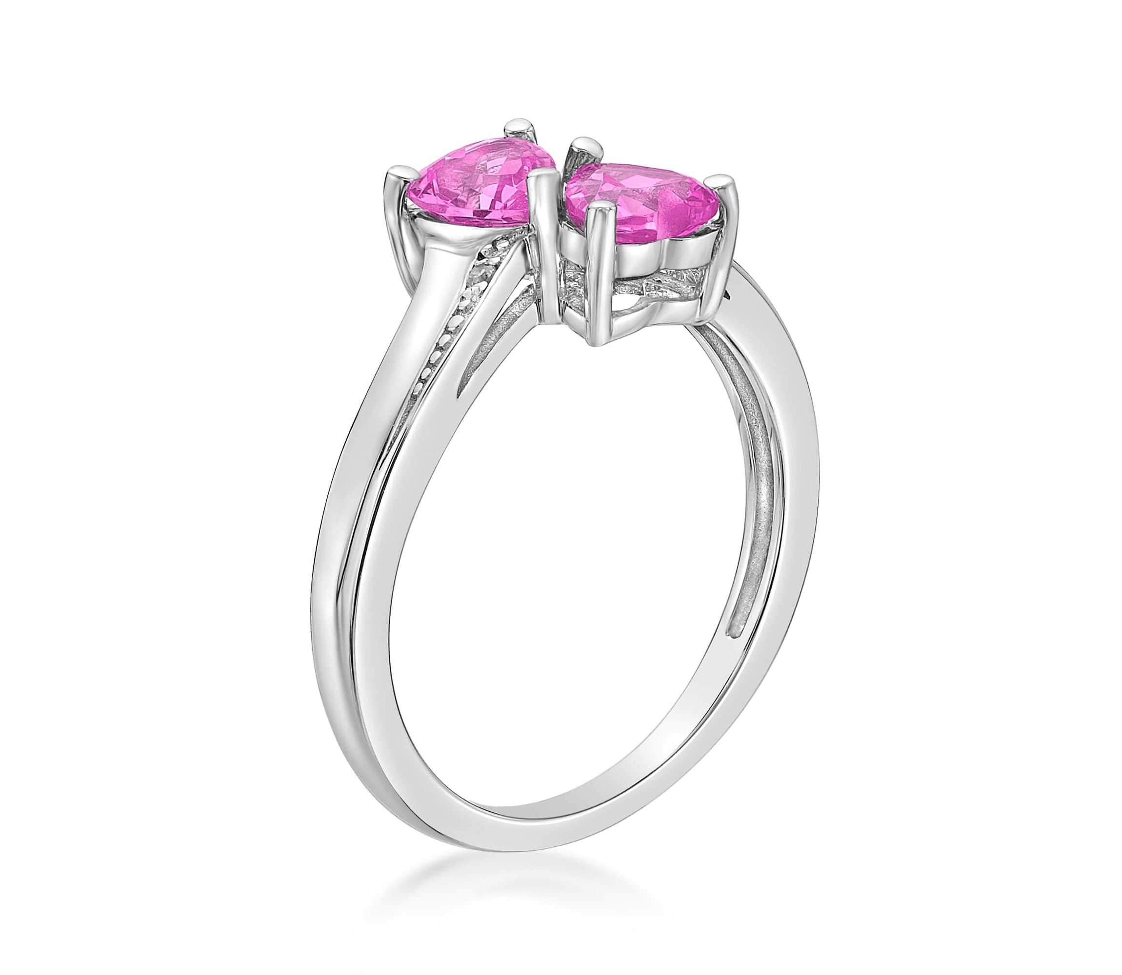Lab Created Sterling Silver Gemstone and Diamond Accent Heart Bypass Ring