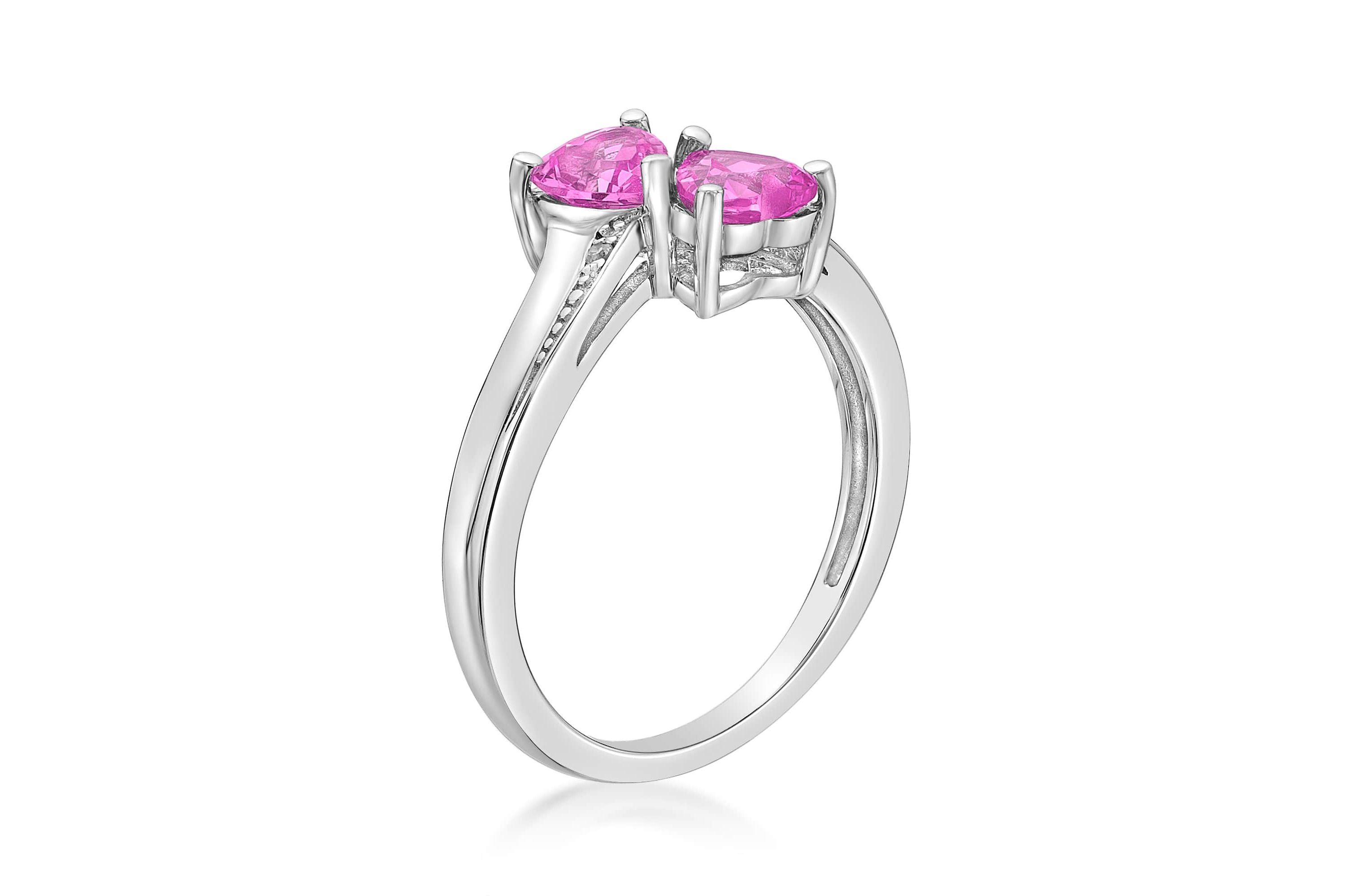 Lab Created Sterling Silver Gemstone and Diamond Accent Heart Bypass Ring