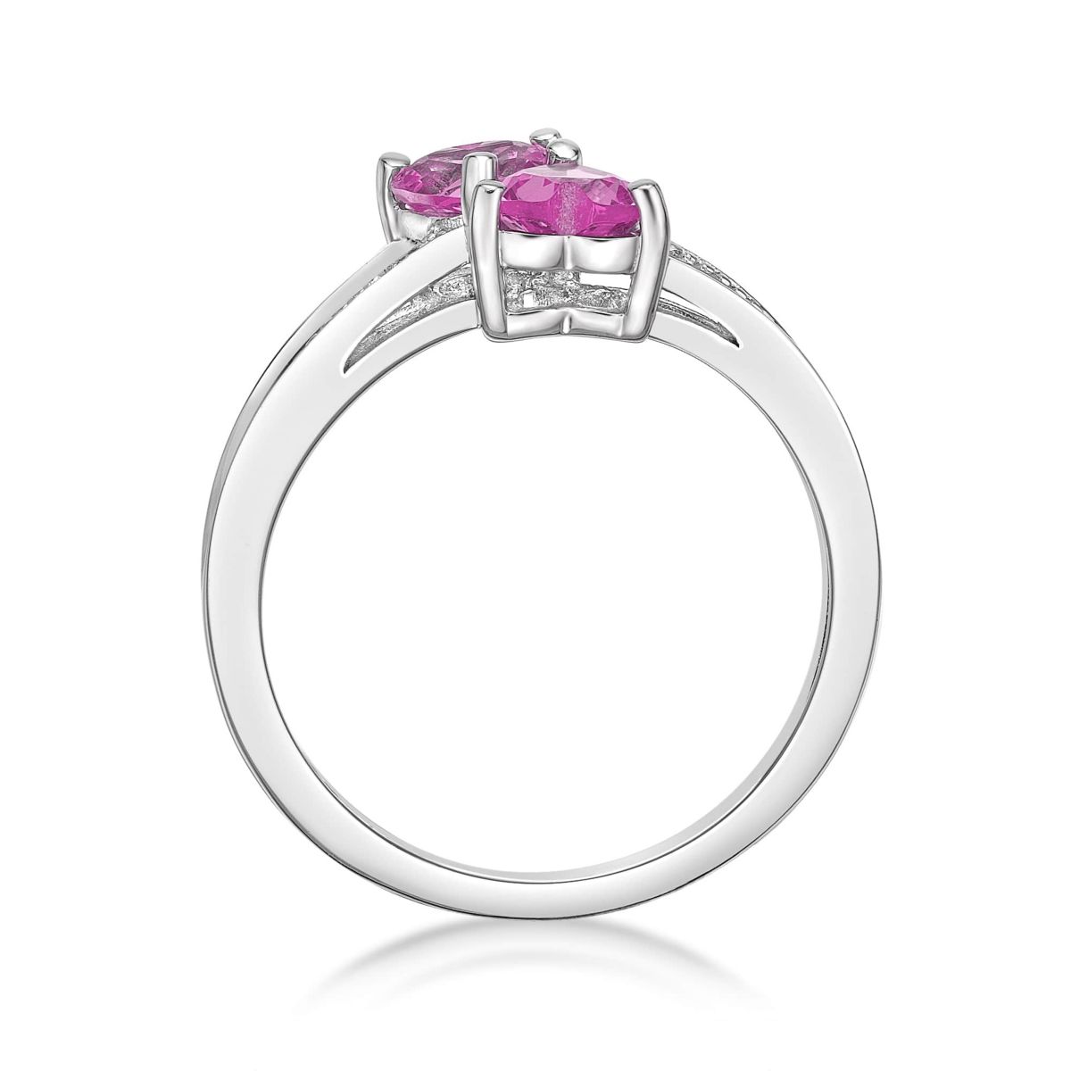 Lab Created Sterling Silver Gemstone and Diamond Accent Heart Bypass Ring