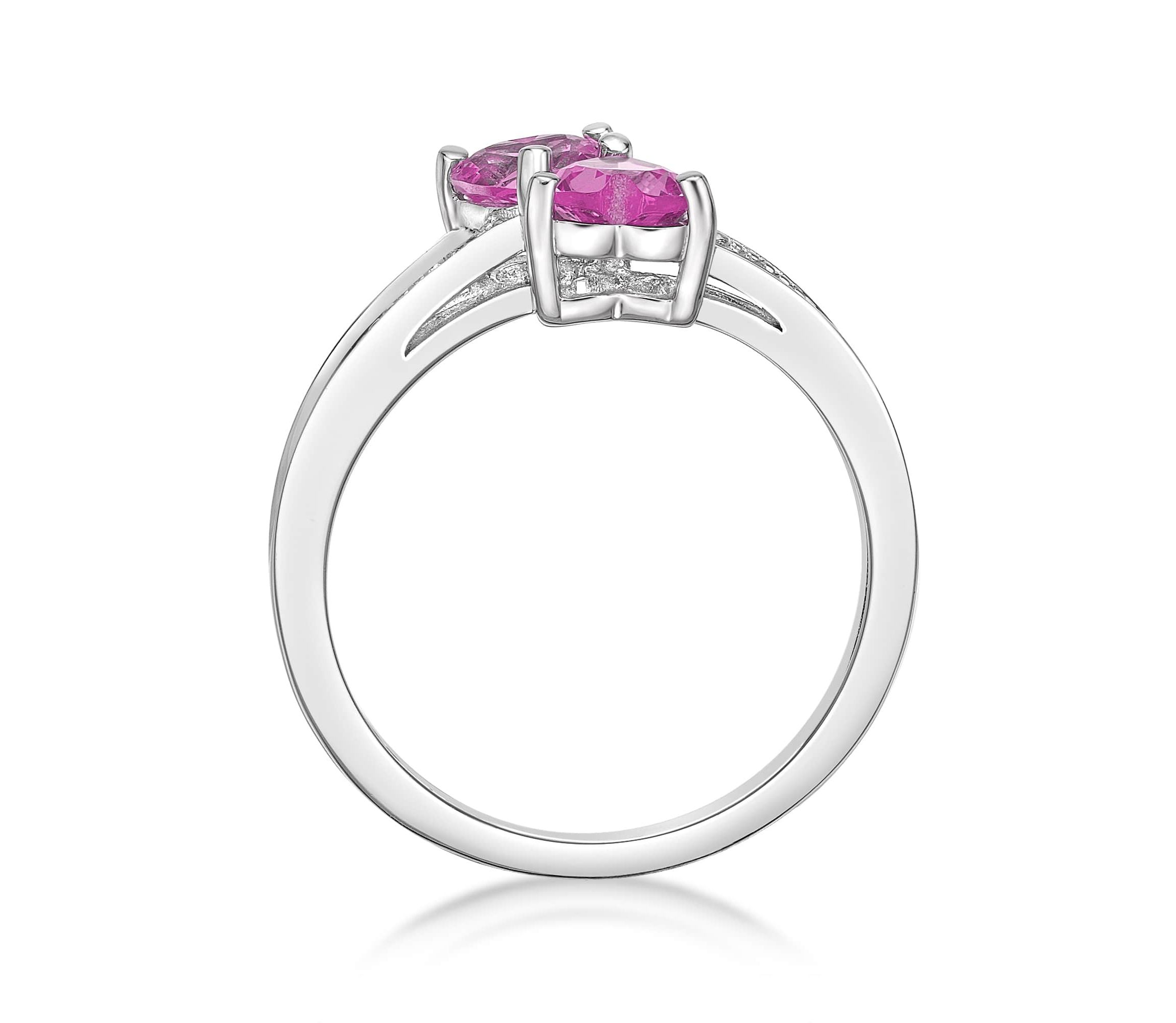 Lab Created Sterling Silver Gemstone and Diamond Accent Heart Bypass Ring