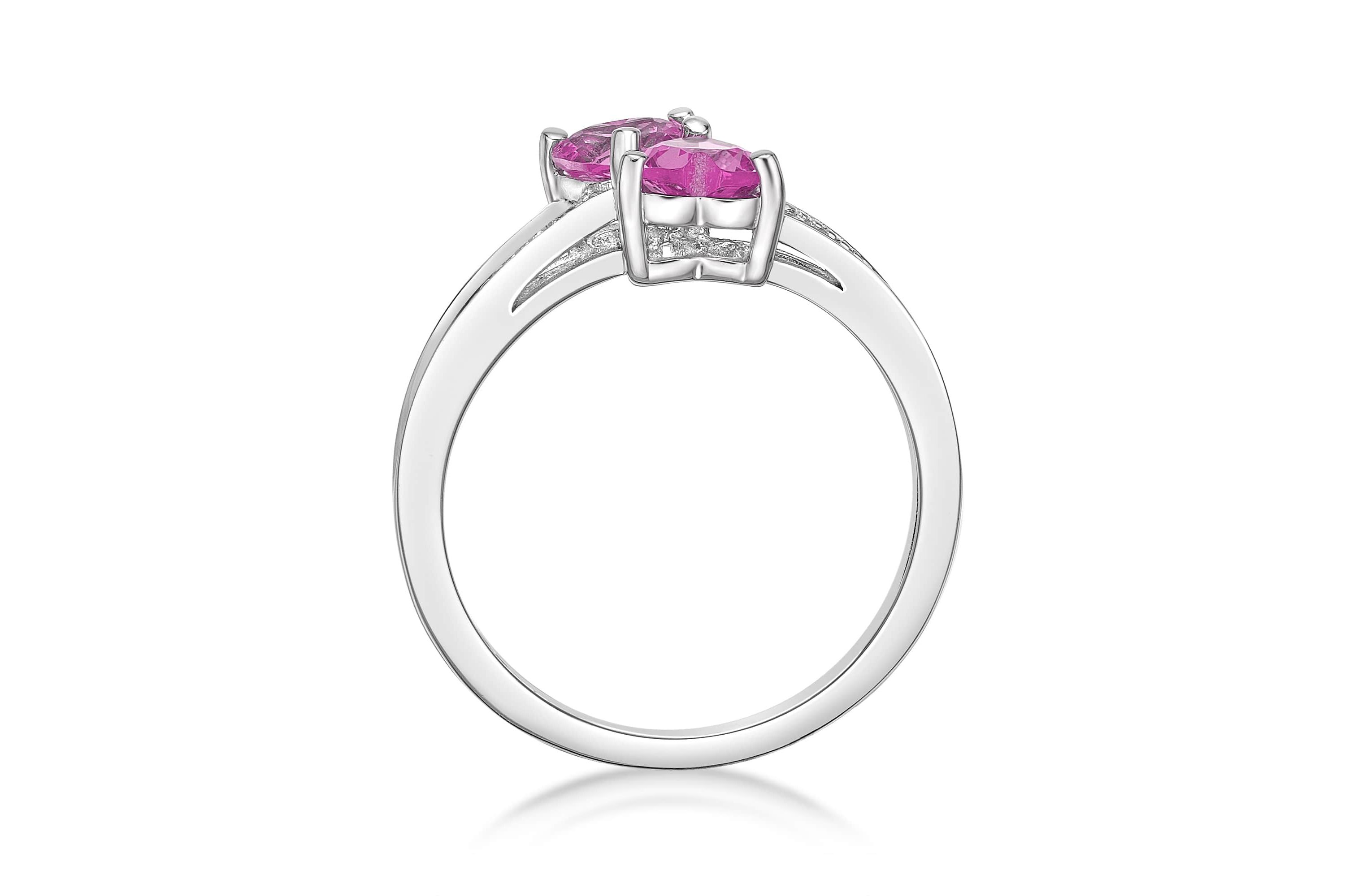 Lab Created Sterling Silver Gemstone and Diamond Accent Heart Bypass Ring