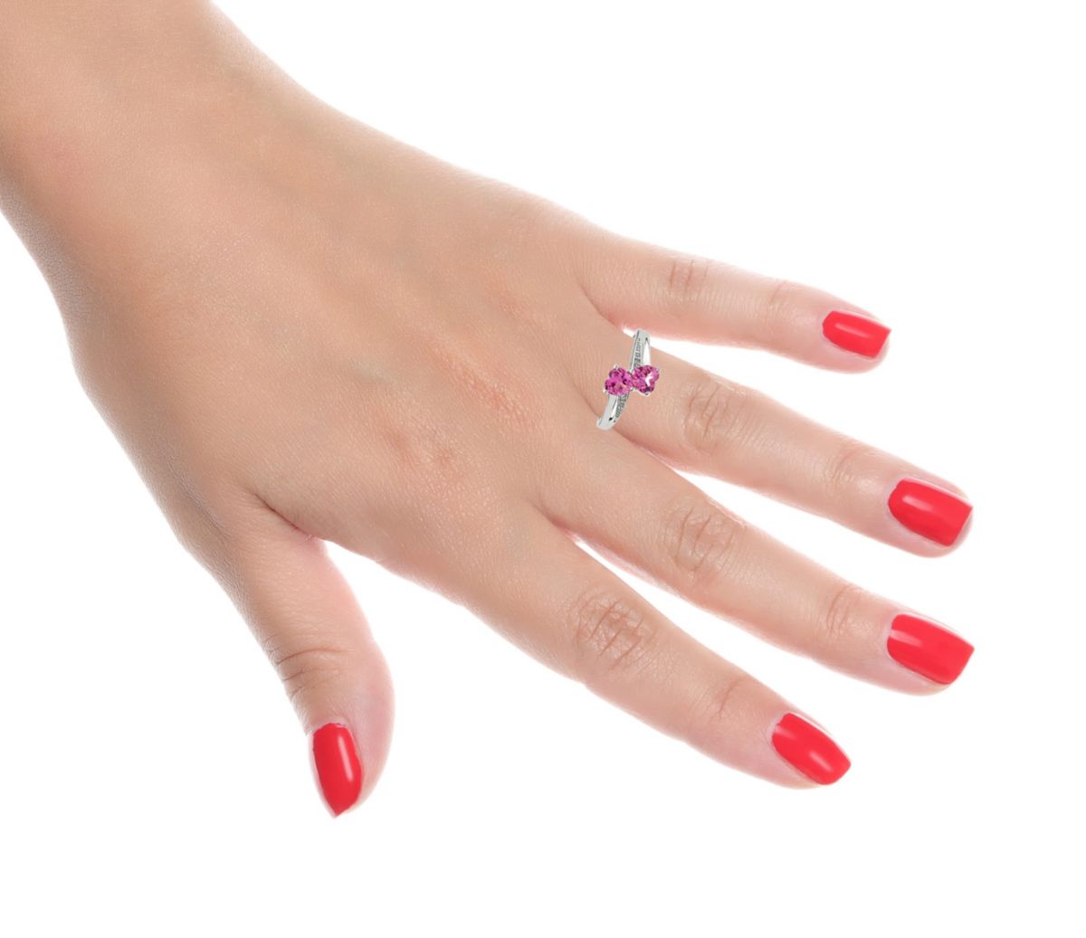 Lab Created Sterling Silver Gemstone and Diamond Accent Heart Bypass Ring