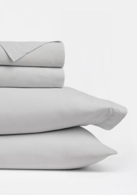 Luxury Inn Ultra Soft 100% Cotton Solid Sheet Set, Gray, Queen