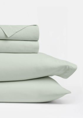 Luxury Inn Ultra Soft 100% Cotton Solid Sheet Set, Green, Queen
