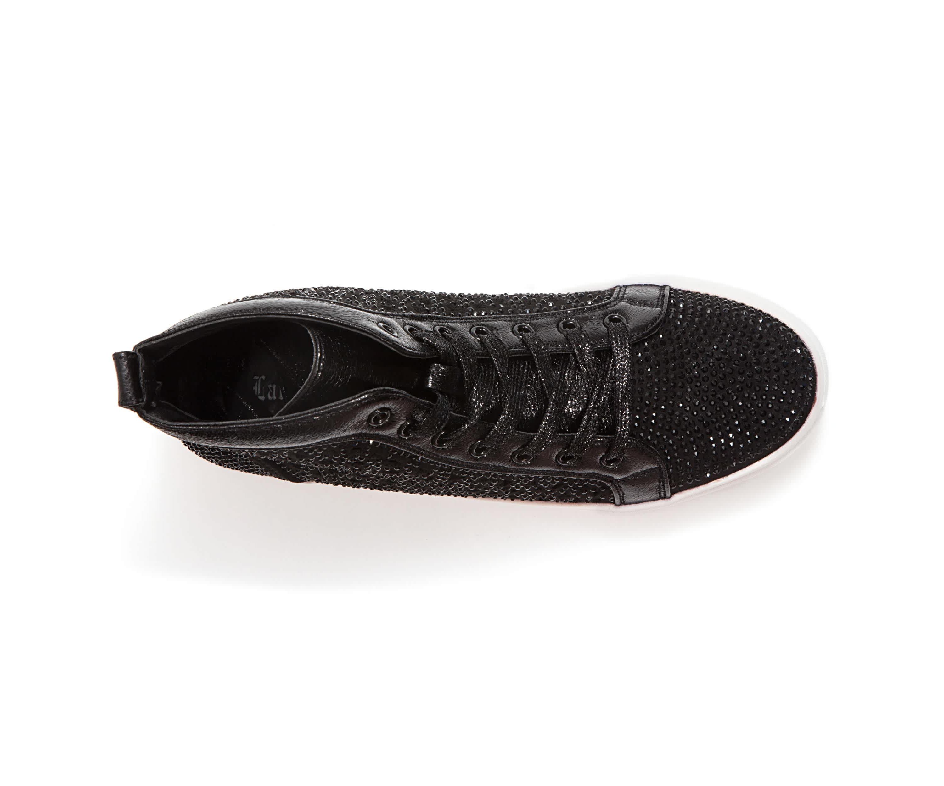 New York, Laser Cut High Top Sneaker With Rhinestones