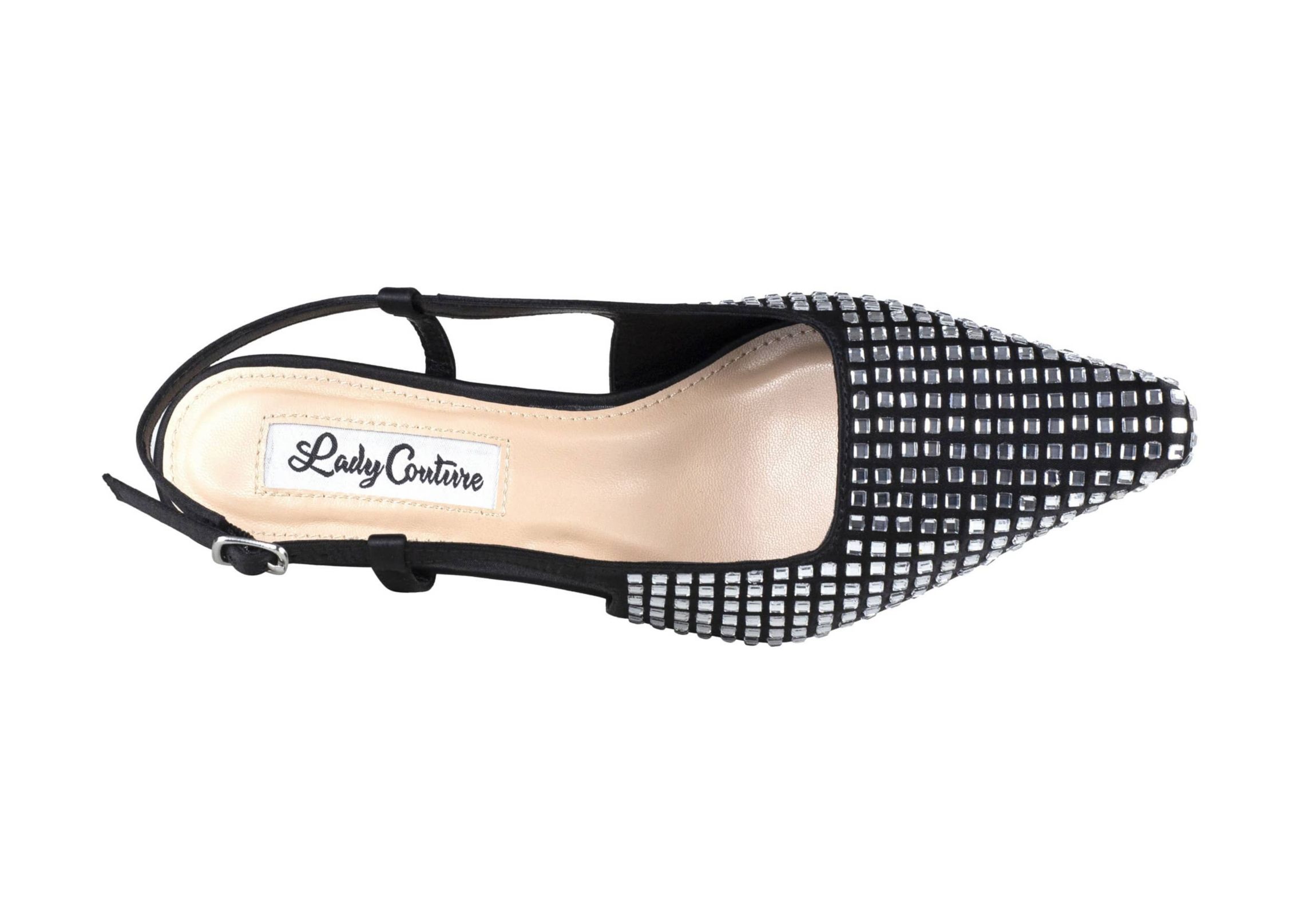 Shana, Rhinestone Slingback With Metallic Back Trim Heel