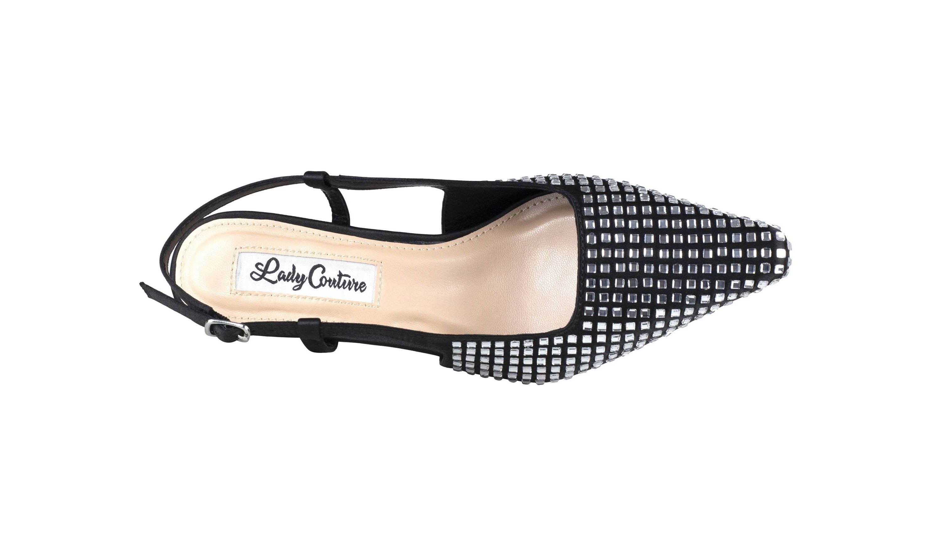 Shana, Rhinestone Slingback With Metallic Back Trim Heel
