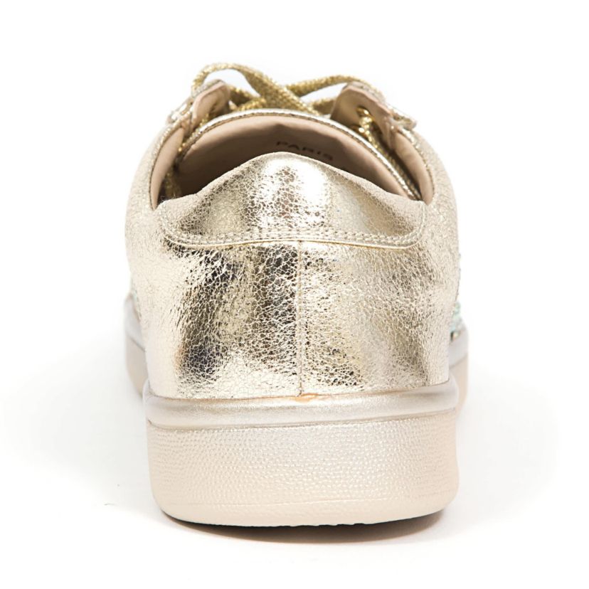 Paris, Low Top Laser Cut Sneaker With Rhinestones