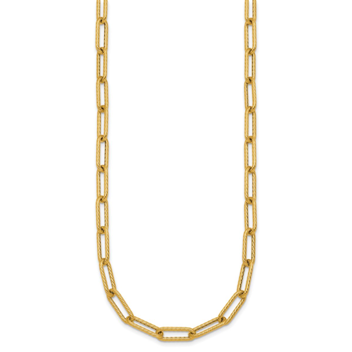 14K Yellow Gold Polished and Twisted Oval Link 24-inch Necklace
