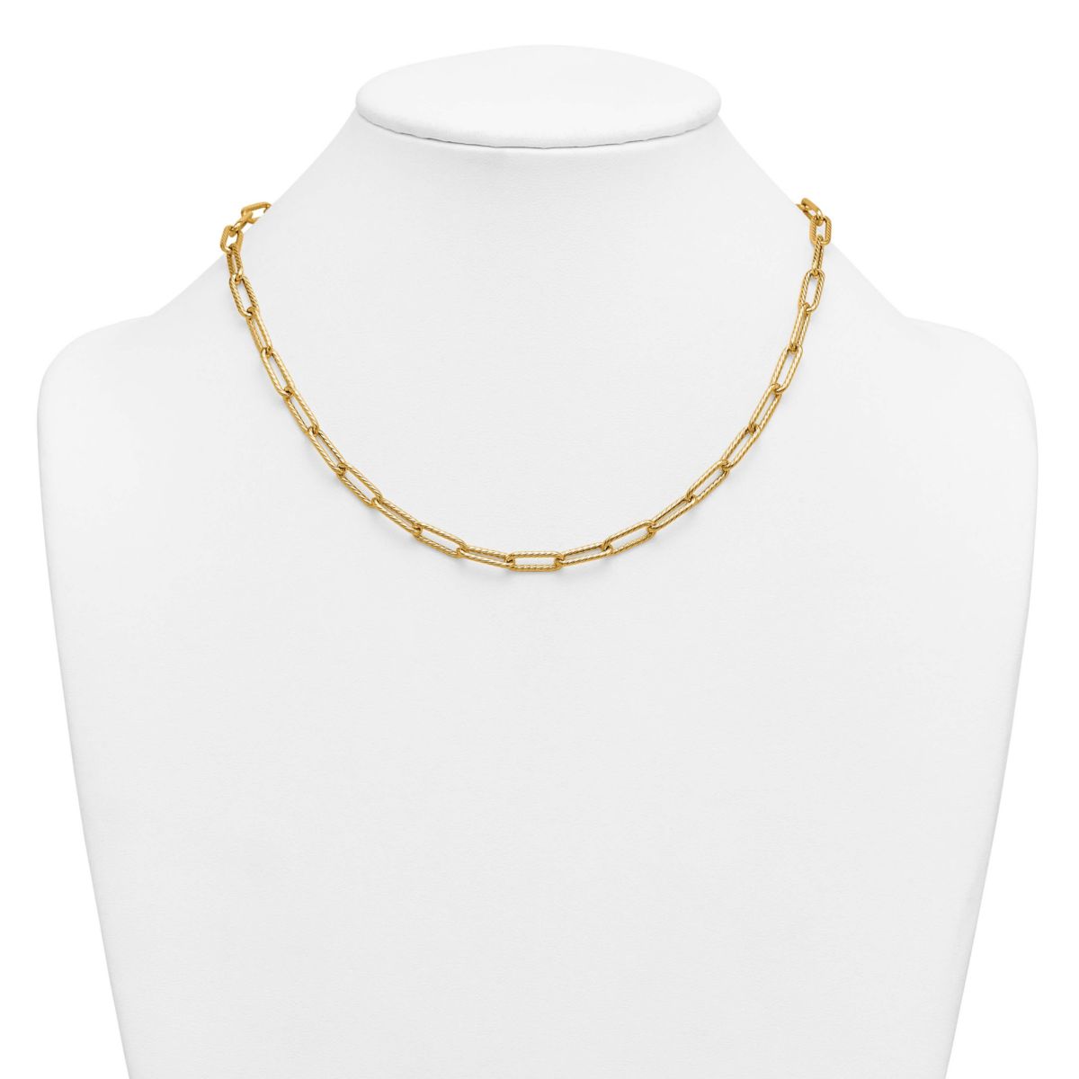 14K Yellow Gold Polished and Twisted Oval Link 24-inch Necklace