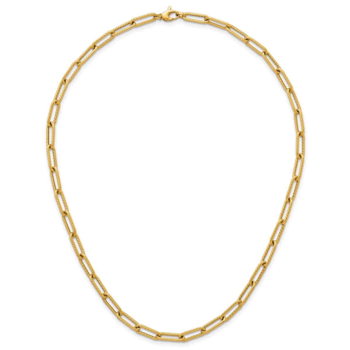 14K Yellow Gold Polished and Twisted Oval Link 24-inch Necklace