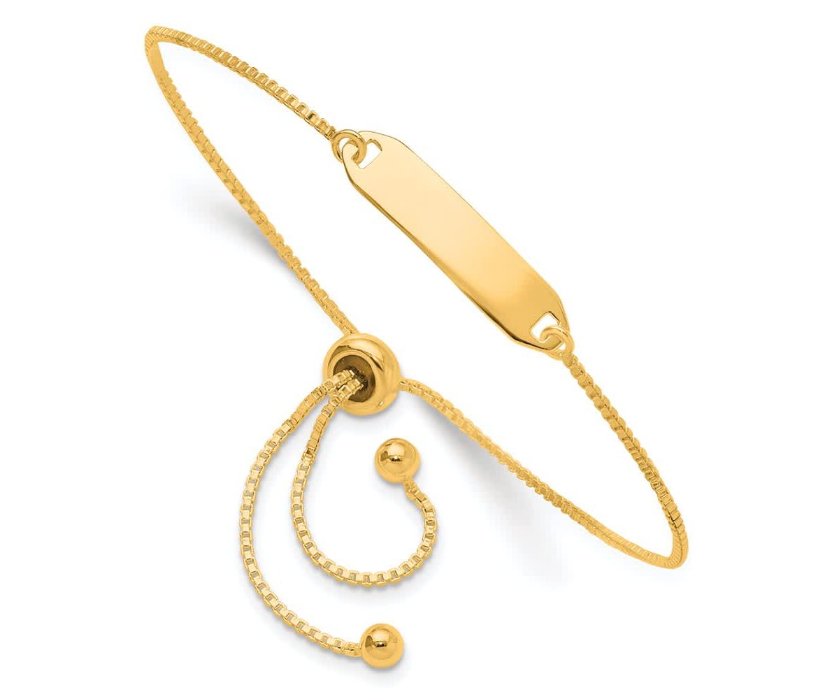 Sterling Silver Gold-tone Polished Bar Adjustable Bracelet