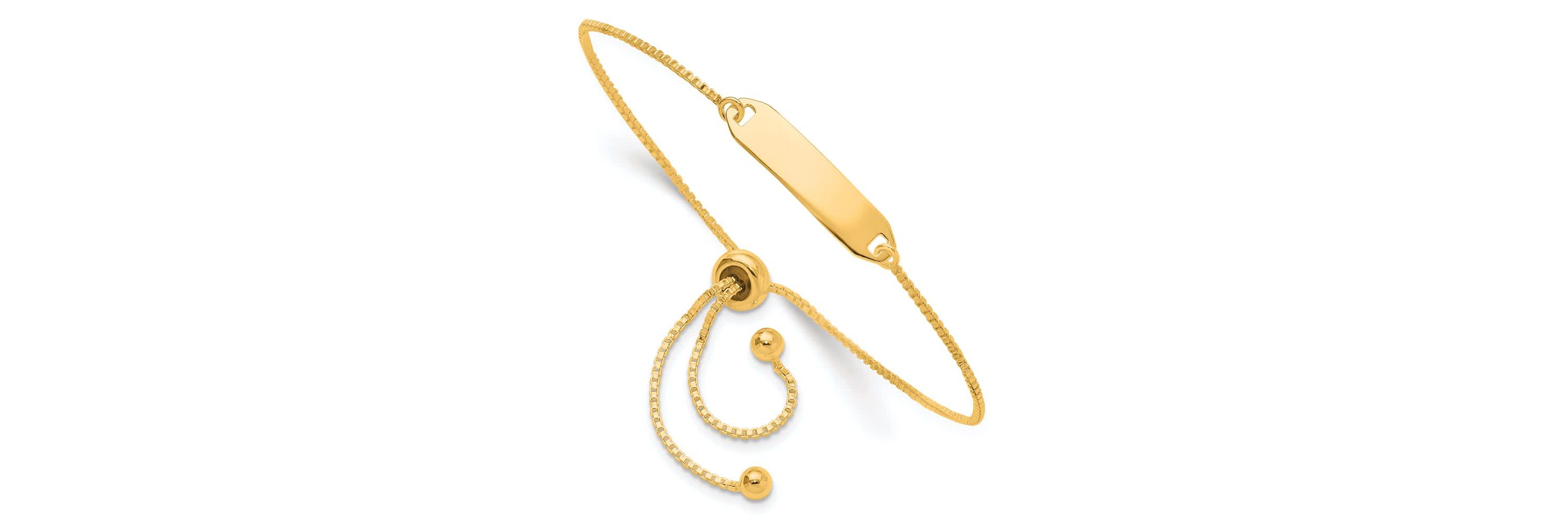 Sterling Silver Gold-tone Polished Bar Adjustable Bracelet