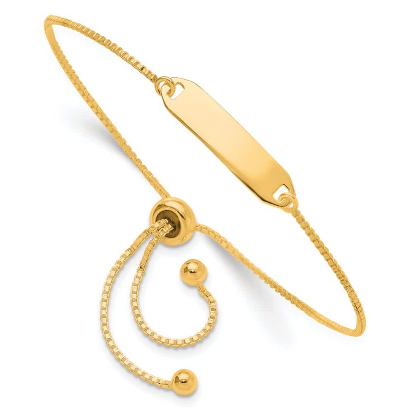 Sterling Silver Gold-tone Polished Bar Adjustable Bracelet